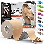 Kinesiology Tape-Incredible Support for Athletic Sports and Recovery + Free Taping Guide - Pre-Cut 2 inch 16.4 feet (Desert Beige + Free Taping Guide, 1 Pack)