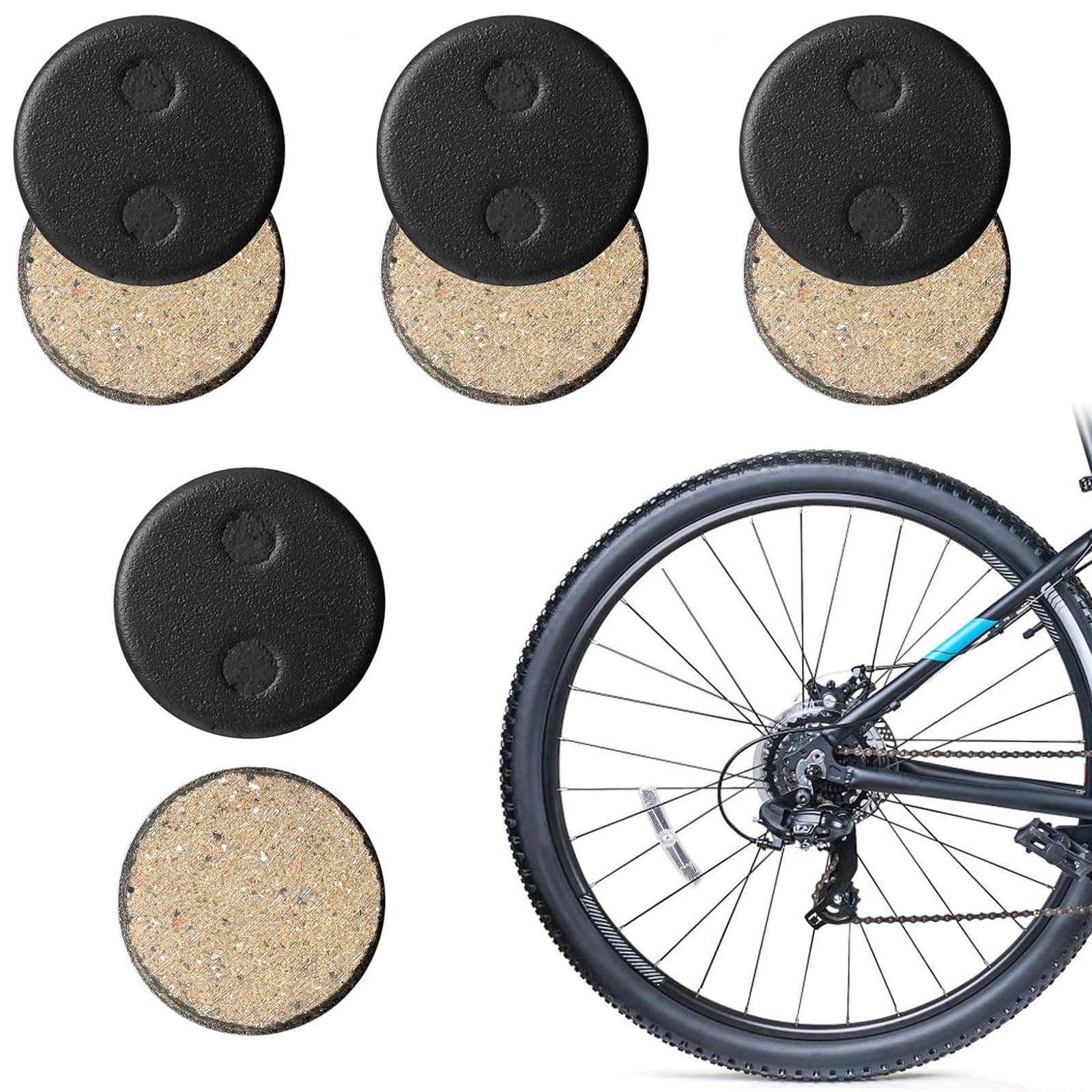Bike Disc Brake Pads 4 Pairs Resin Oil Semi-Metal Round Pad Bicycle Accessories Brake Pads Replacement Cycling Road Mountain Bike Brake Pads for Bicycle Electric Bike Cycle — image 1