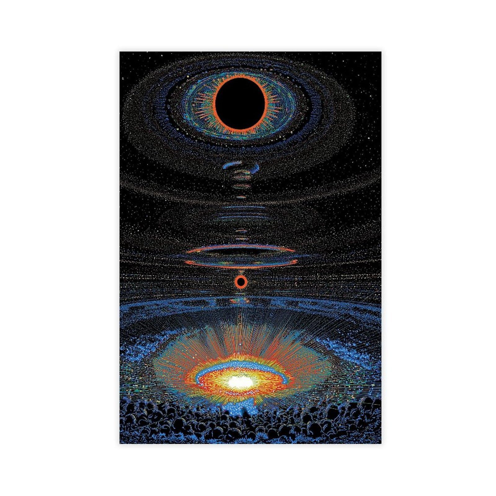 Ywtjax Unframe-Style Cosmic Eclipse Worship Poster Canvas Poster For Dorm Room Decor Gift