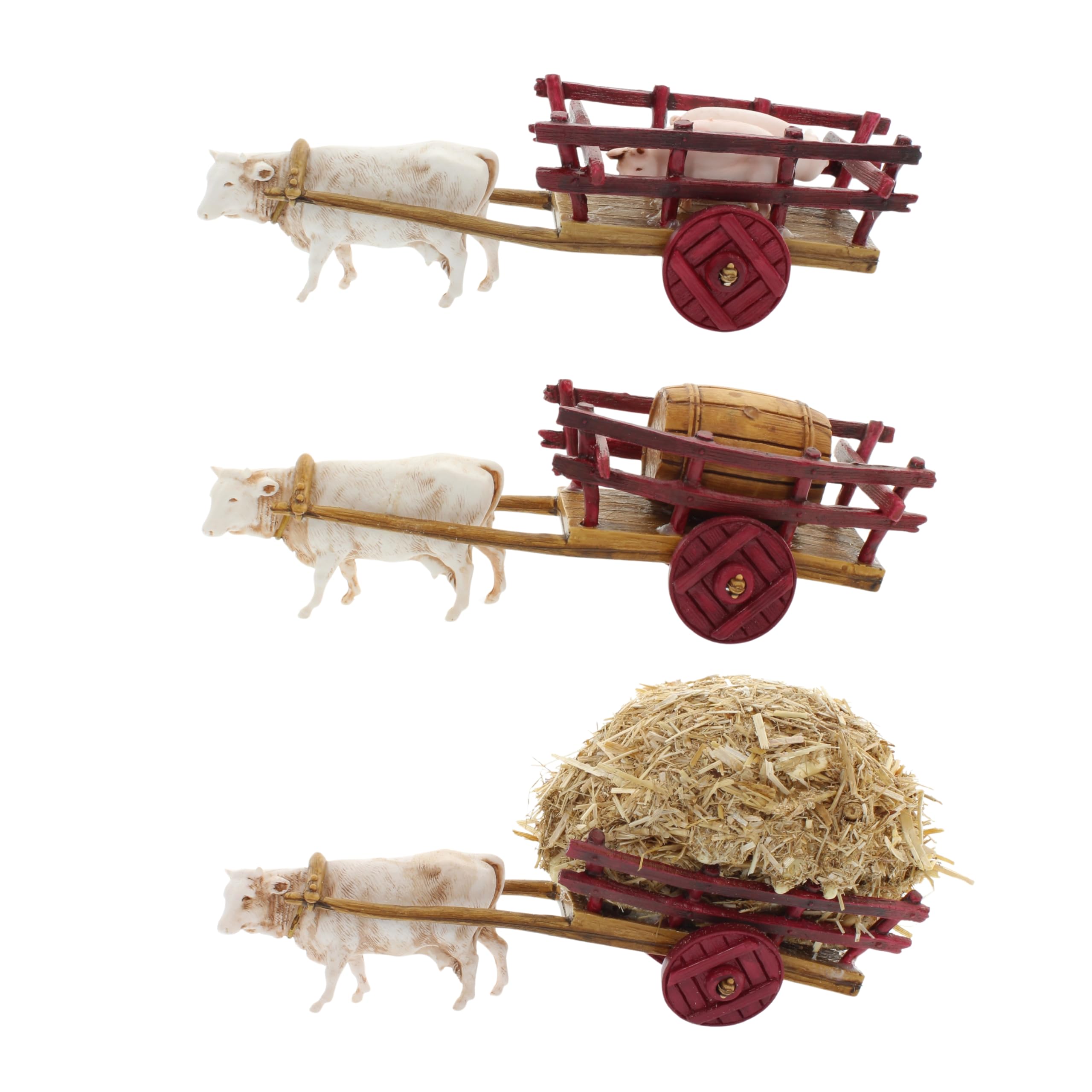 Moranduzzo Trío de Carros para Belén de 6 Cm Escala 1:32 - Figuras de Belén Indestructibles - Pintura Acabada a Mano, Producto Oficial, Escultor M. Landi