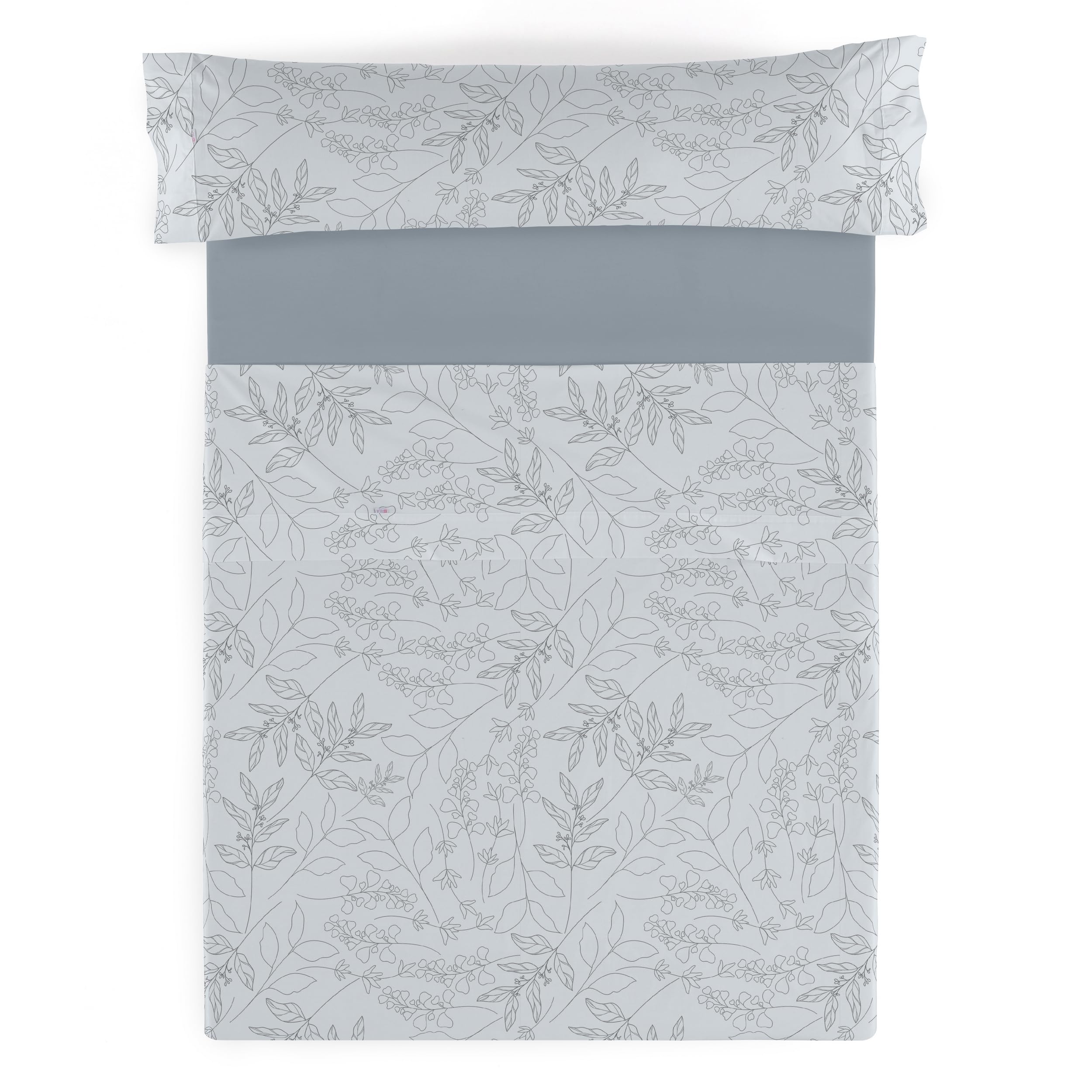 Juego de sábanas Circe color acero. Cama de 180 cm. 4 piezas