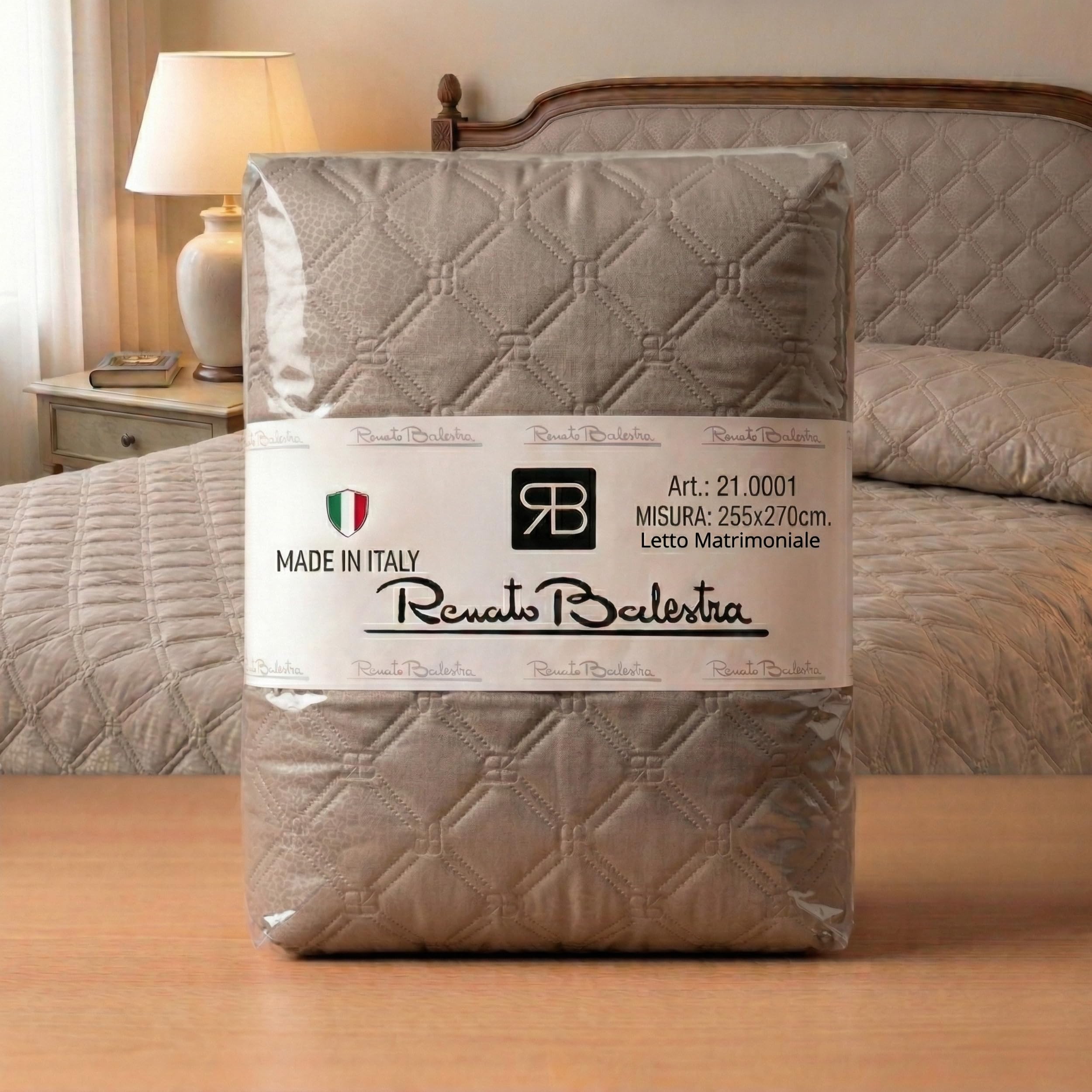 o-day Renato Balestra Trapunta Matrimoniale Primaverile Made In Italy In Morbido Poliestere Copriletto Matrimoniale Estivo Tinta Unita (Fango, Matrimoniale 255x270) - 2
