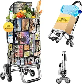 Carrinho de compras 3 em 1 resistente, carrinho de mão dobrável com 6 rodas, carrinho de compras de 50 kg, carrinho utilitário portátil, bolsa impermeável para movimento, acampamento