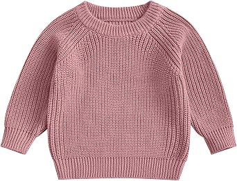 Baby Girl Boy Knit Sweater Chunky Knitted Crew Neck Pullover Sweatshirt Knitwear Toddler Fall Winter Clothes