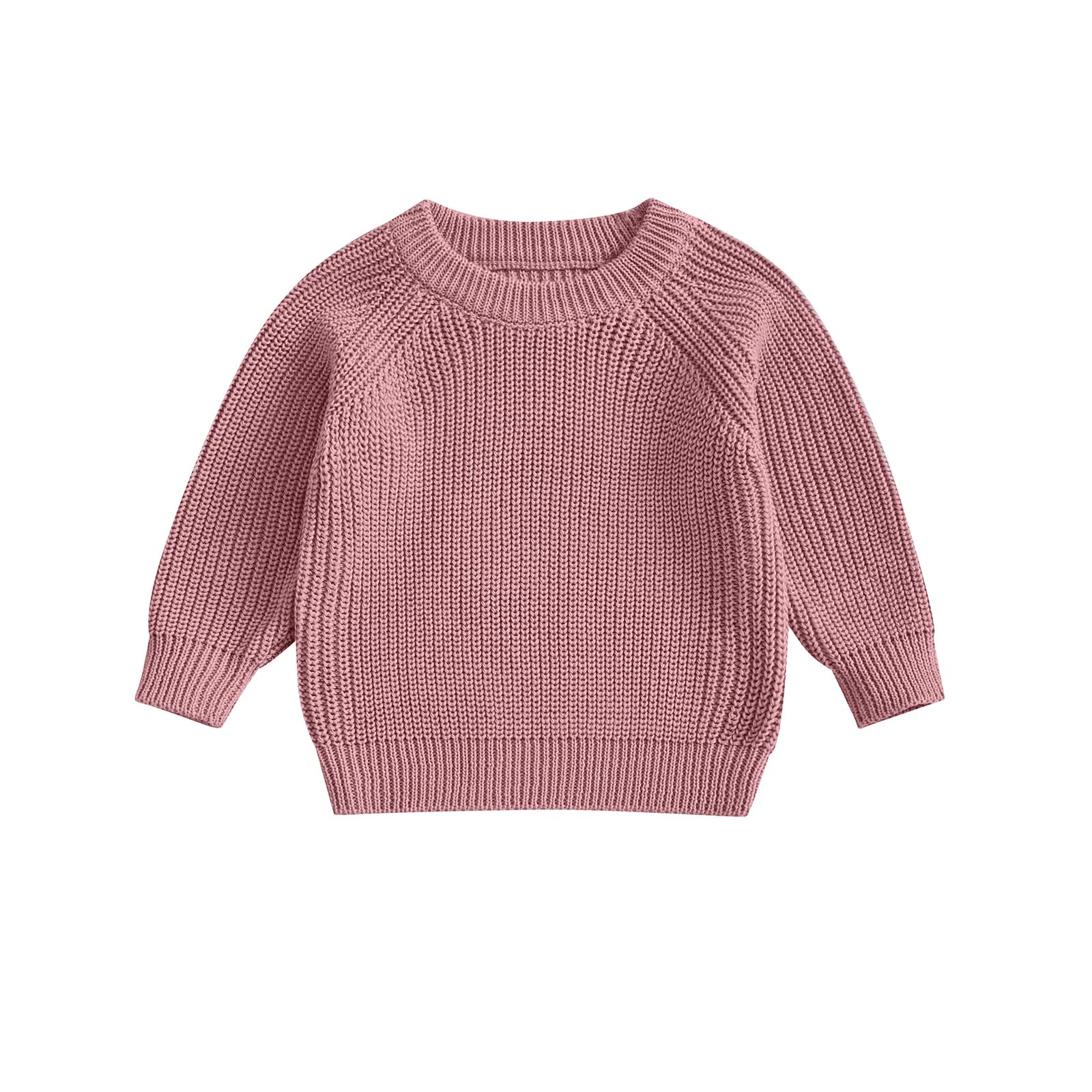 Geagodelia Toddler Baby Boy Girl Warm Sweater Long Sleeve Crew Neck Solid Color Knitted Pullovers Tops Knit Jumpers Sweatshirt Chunky Knitwear Fall Winter Clothes Outfits — view 25