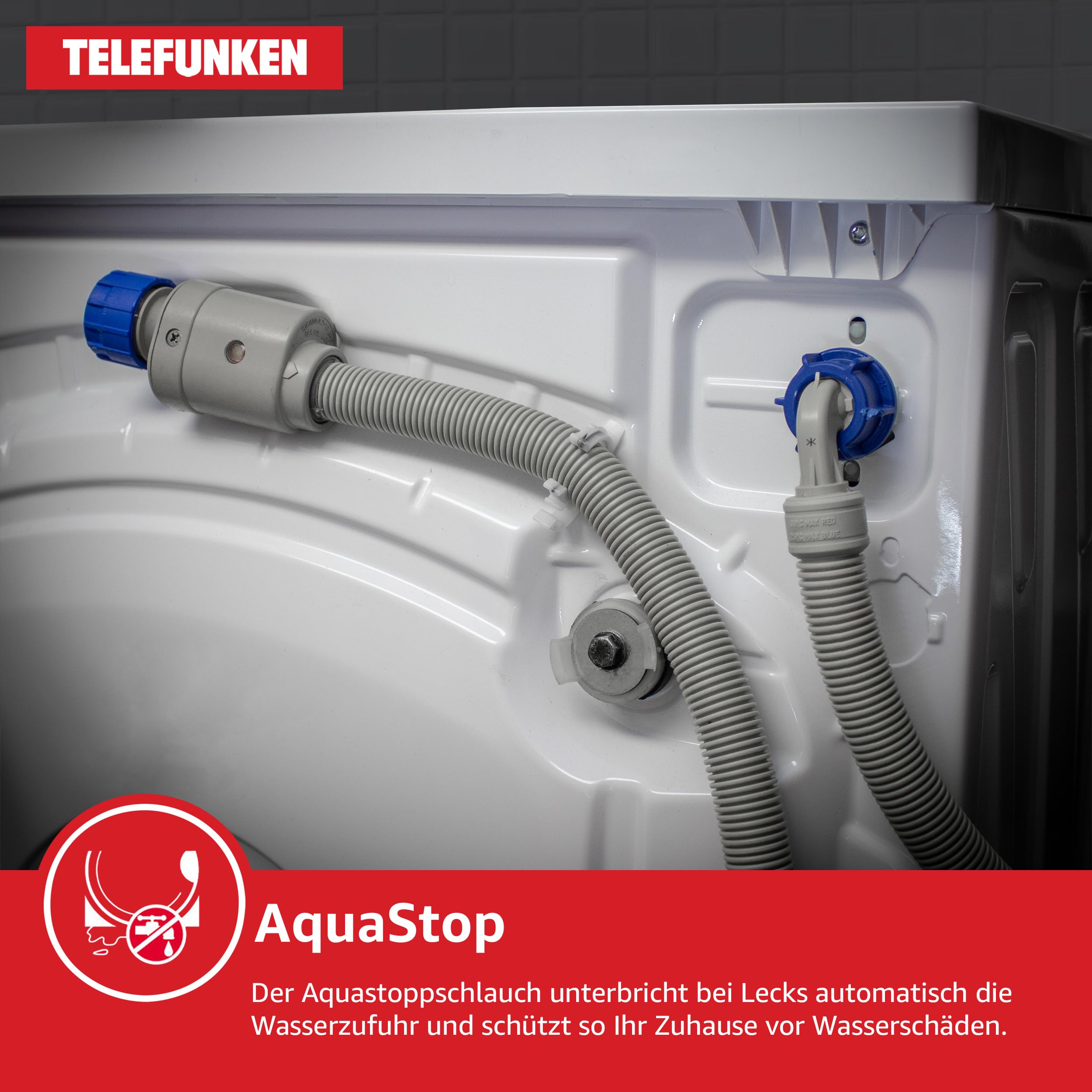 Telefunken Waschmaschine 7kg | 1400 U/Min. | Inverter Motor - Leise & Effizient | Aquastop - Schutz vor Wasserschäden | Schontrommel | Washing Machine mit 15 Programmen | EEK A | W-7-1400-A-W weiß