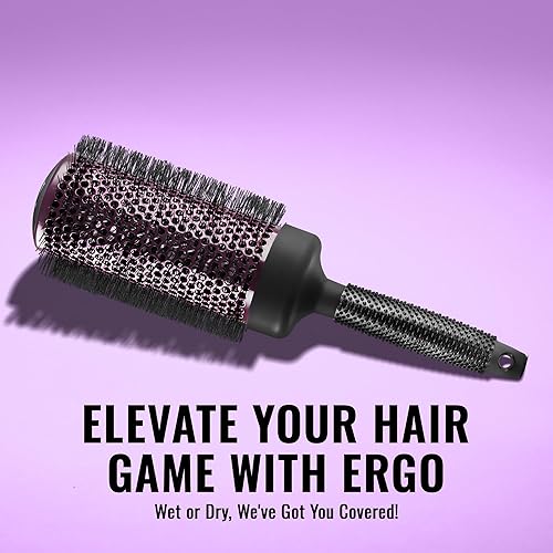 Miniatura 7 de Ergo Cepillo de pelo redondo súper suave, cepillo profesional para cabello húmedo y seco para secado con secado, herramienta de peinado para el