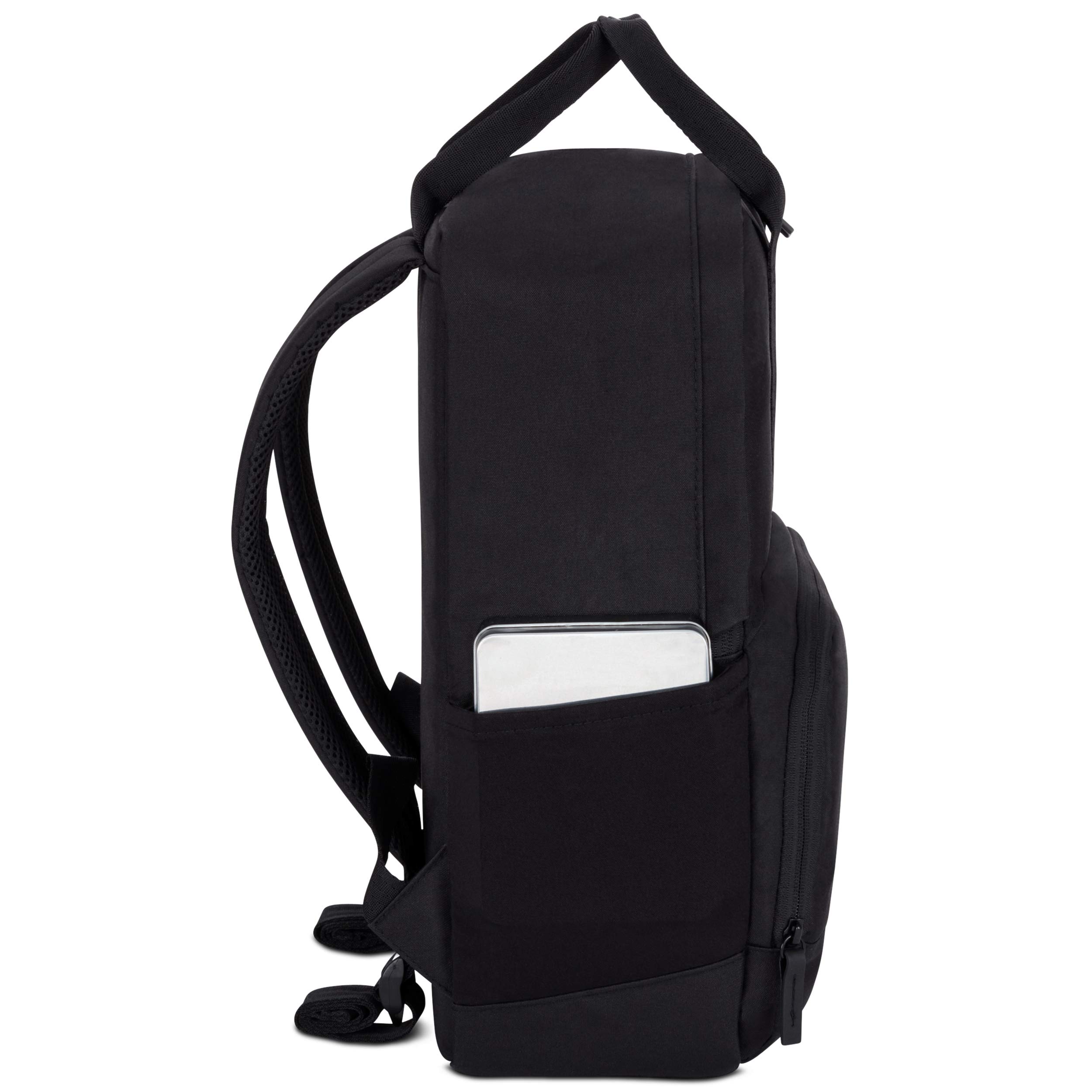 LARKSON Zaino Donna Uomo Nero - No 6 - Zainetto Moderno per Lavoro, Università e Scuola - Scomparto per Laptop 16 Pollici - in PET Riciclato - Impermeabile
