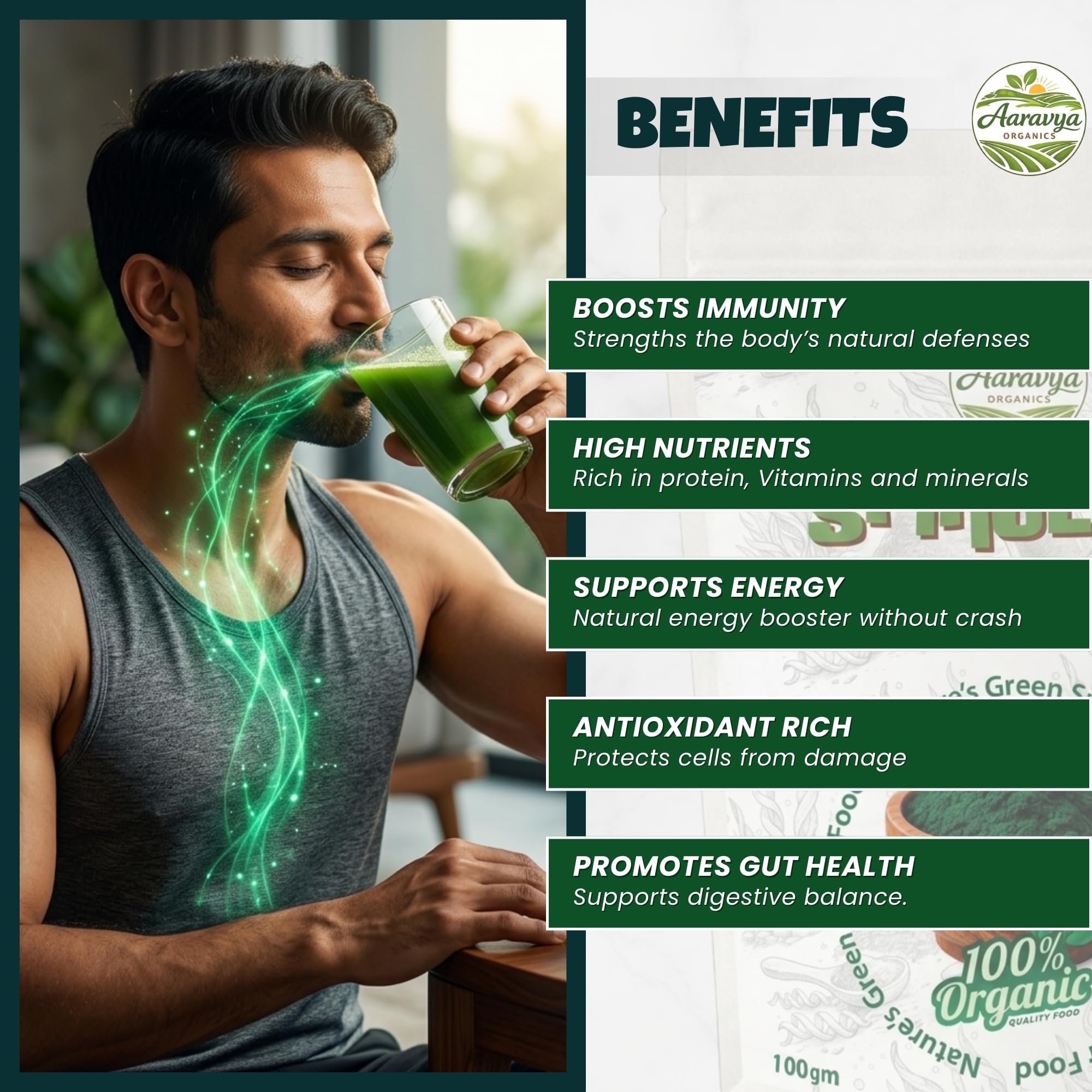 Spirulina Powder 100g | Pure Blue Green Algae Superfood | Rich in Protein, Vitamins & Minerals | Vegan, Gluten-Free, Non-GMO | Finely Milled Spirulina for Immunity, Energy & Detox | Natural Dietary Supplement for Men & Women — Amazon image 5