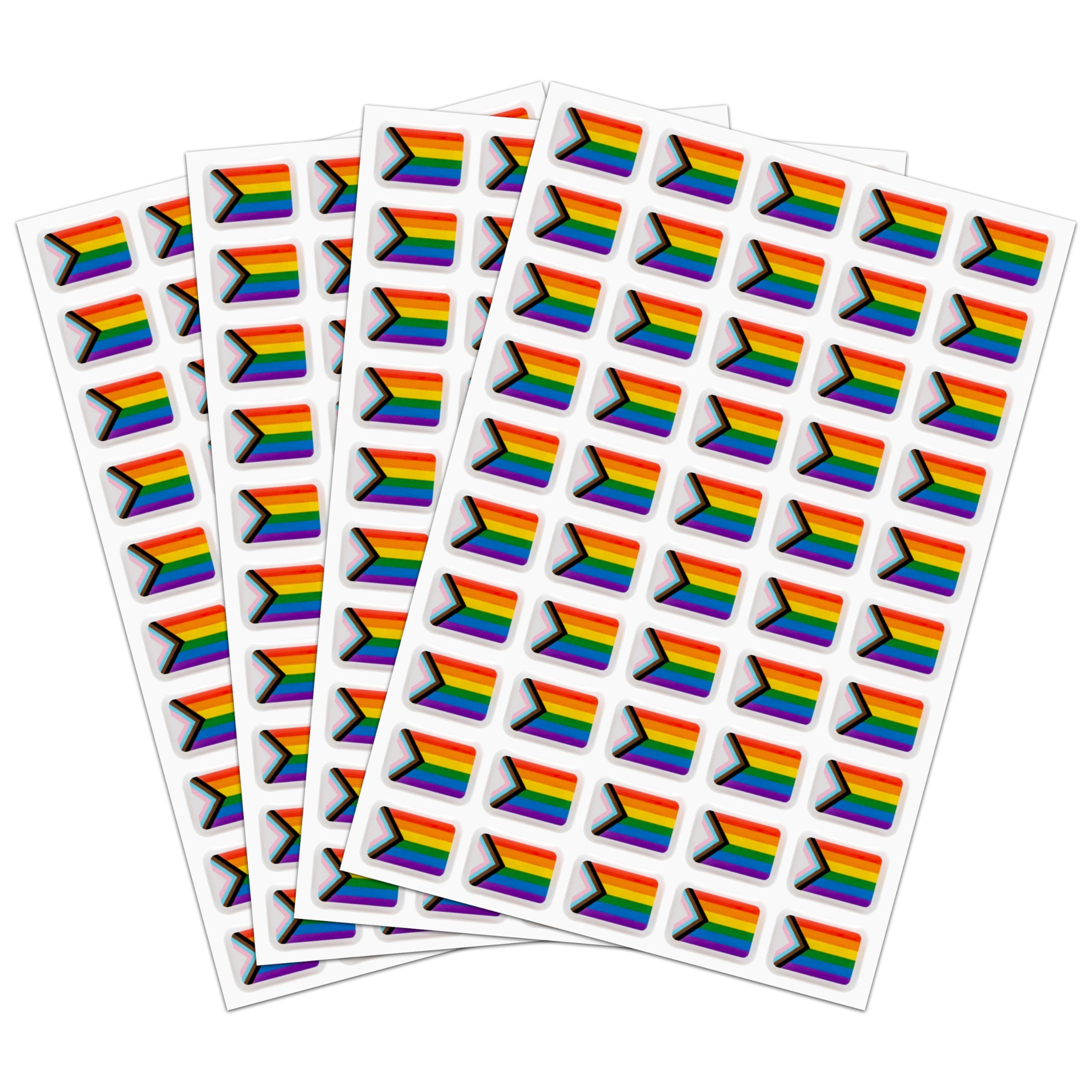 CPicdn 200Pcs LGBT Progress Pride Stickers, 3D Dome LGBTQ Gay Pride Rainbow Flag Sticker Waterproof Lesbian Bisexual Transgender Support Decal for