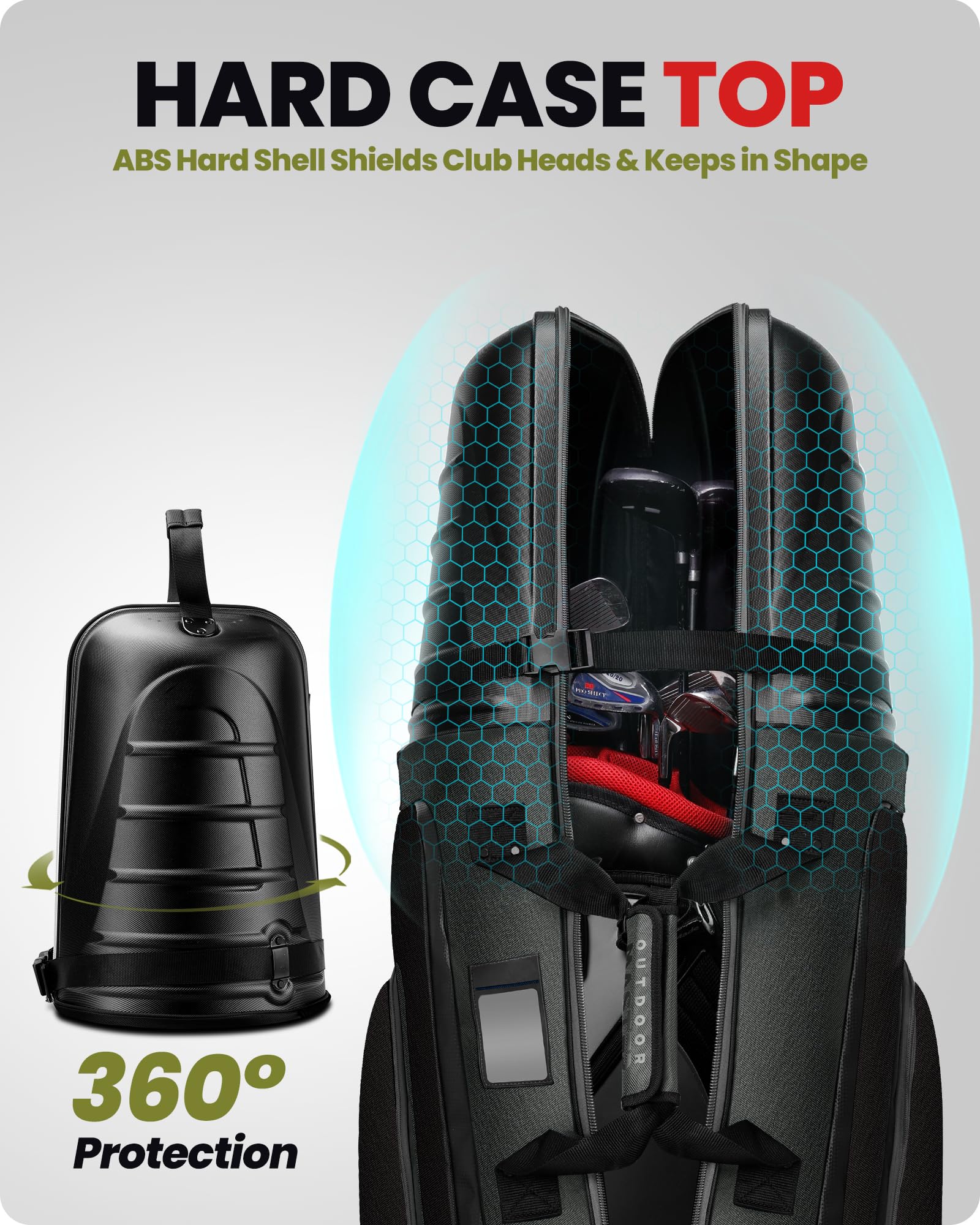 OutdoorMaster Borse da viaggio da golf per compagnie aeree con ruote e custodia rigida, proteggono le mazze da golf, leggere e facili da manovrare, versione aggiornata