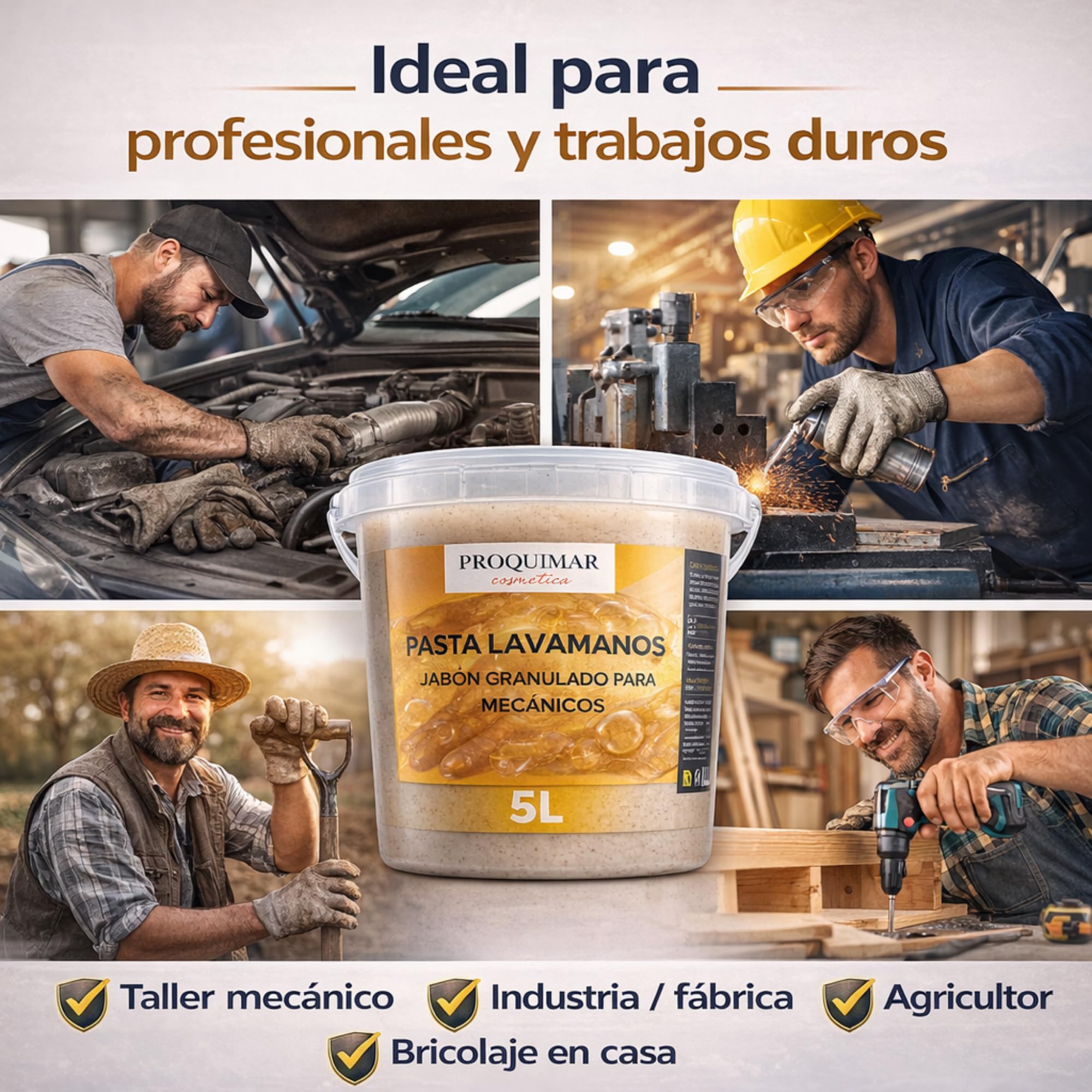 Pasta Lavamanos Profesional 5L – Jabón Granulado para Mecánicos – Limpieza Profunda sin Disolventes – Uso Industrial