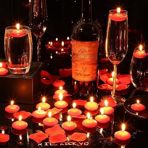 Miniatura 2 de Nuanchu 30 velas flotantes rojas para centros de mesa a granel de 1.5 pulgadas, pequeñas velas votivas flotantes sin perfume, decoración para bodas,