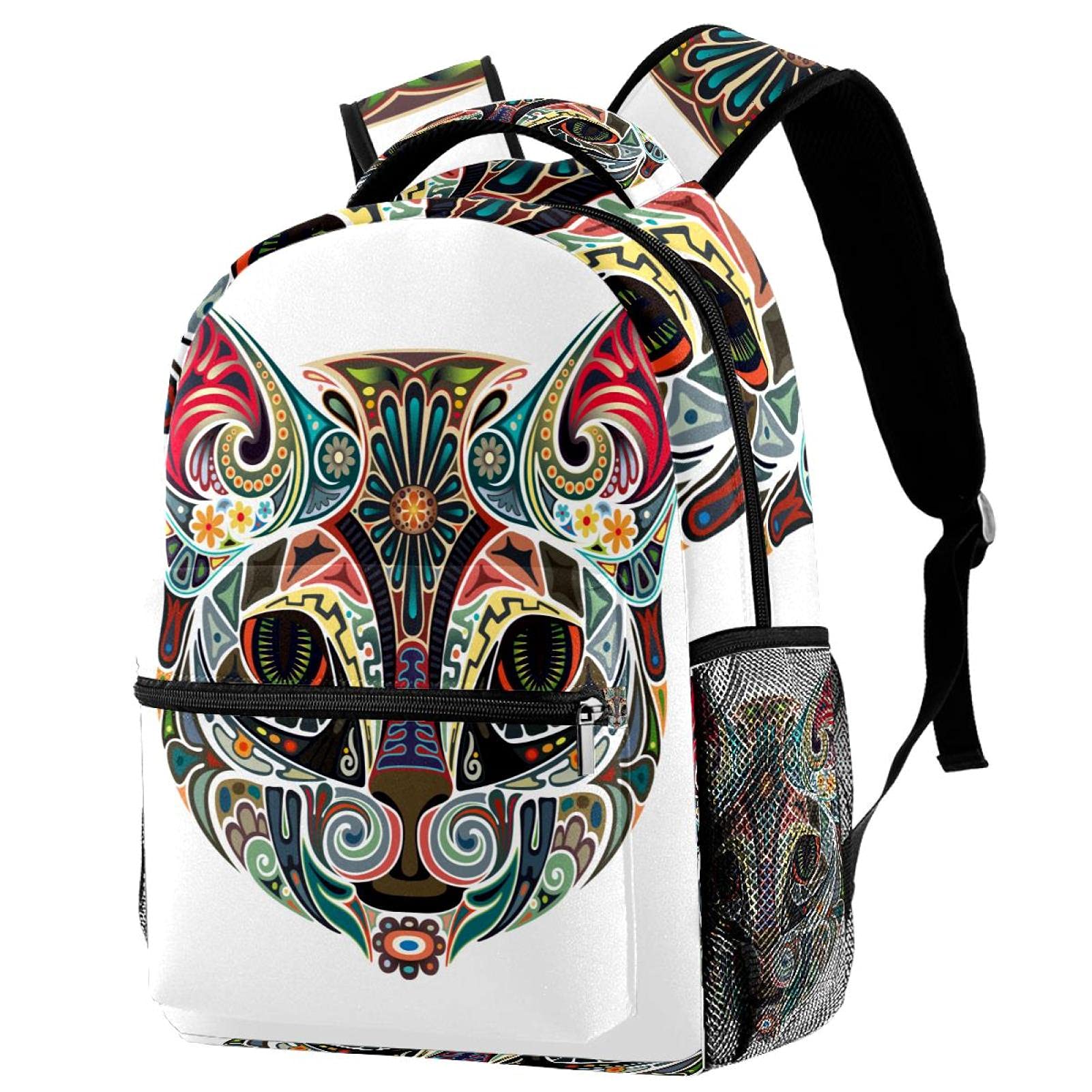 Sac à dos d'école rétro multicolore 09 en tissu sergé résistant - 7