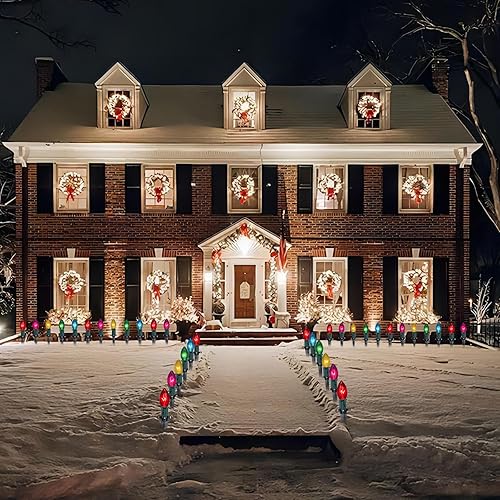 Miniatura 5 de Luces de Navidad C9 de 38 pies para exteriores, paquete de 25 luces de camino de Navidad resistentes a la intemperie con bombillas C9 multicolor y