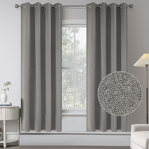 KEQIAOSUOCAI Cortinas opacas de lino de 72 pulgadas de largo, 100% bloqueo solar, ahorro de energía, aislamiento térmico, cortinas modernas para