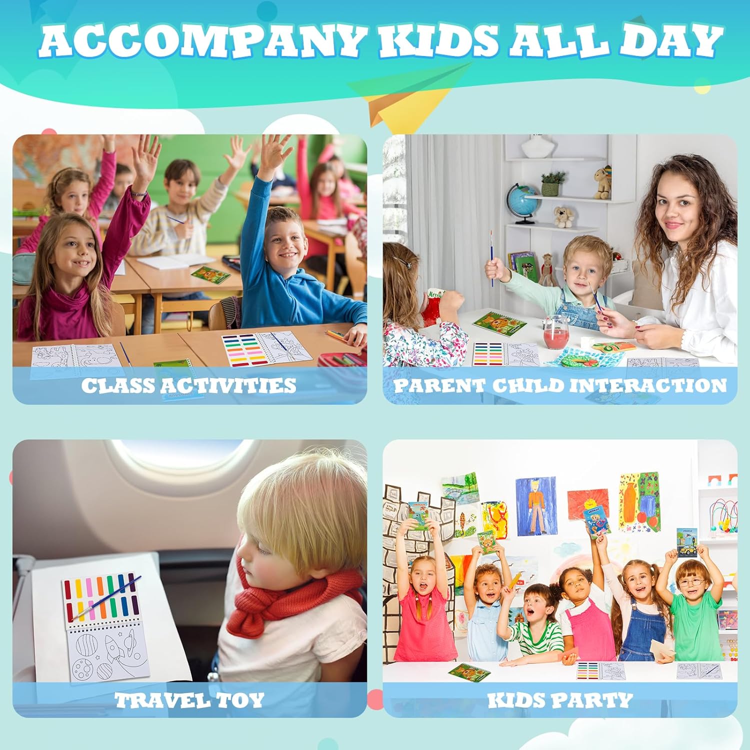 Hoarecal 24 Water Coloring Books Party Favors for Kids Ages 4-8 Mini Coloring Books for Kids Bulk, Goodie Bags Stuffers for Kids Birthday Return Gifts Small Arts Crafts School Classroom Prizes Travel - Image 3