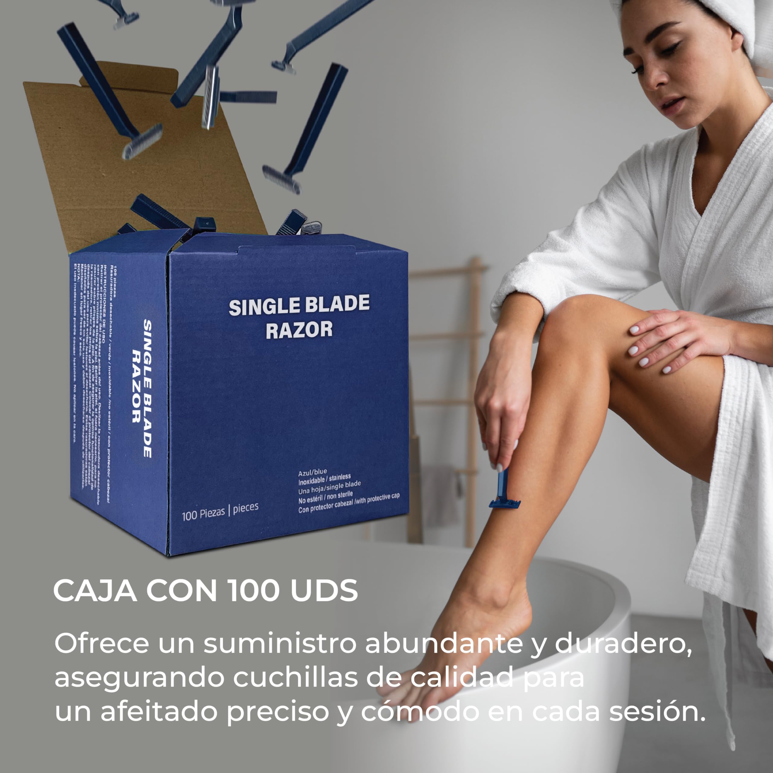 200 Cuchillas de Afeitar Desechables Profesionales 1 Hoja | Fabricadas en Acero Inoxidable Desechables de Uso Profesional