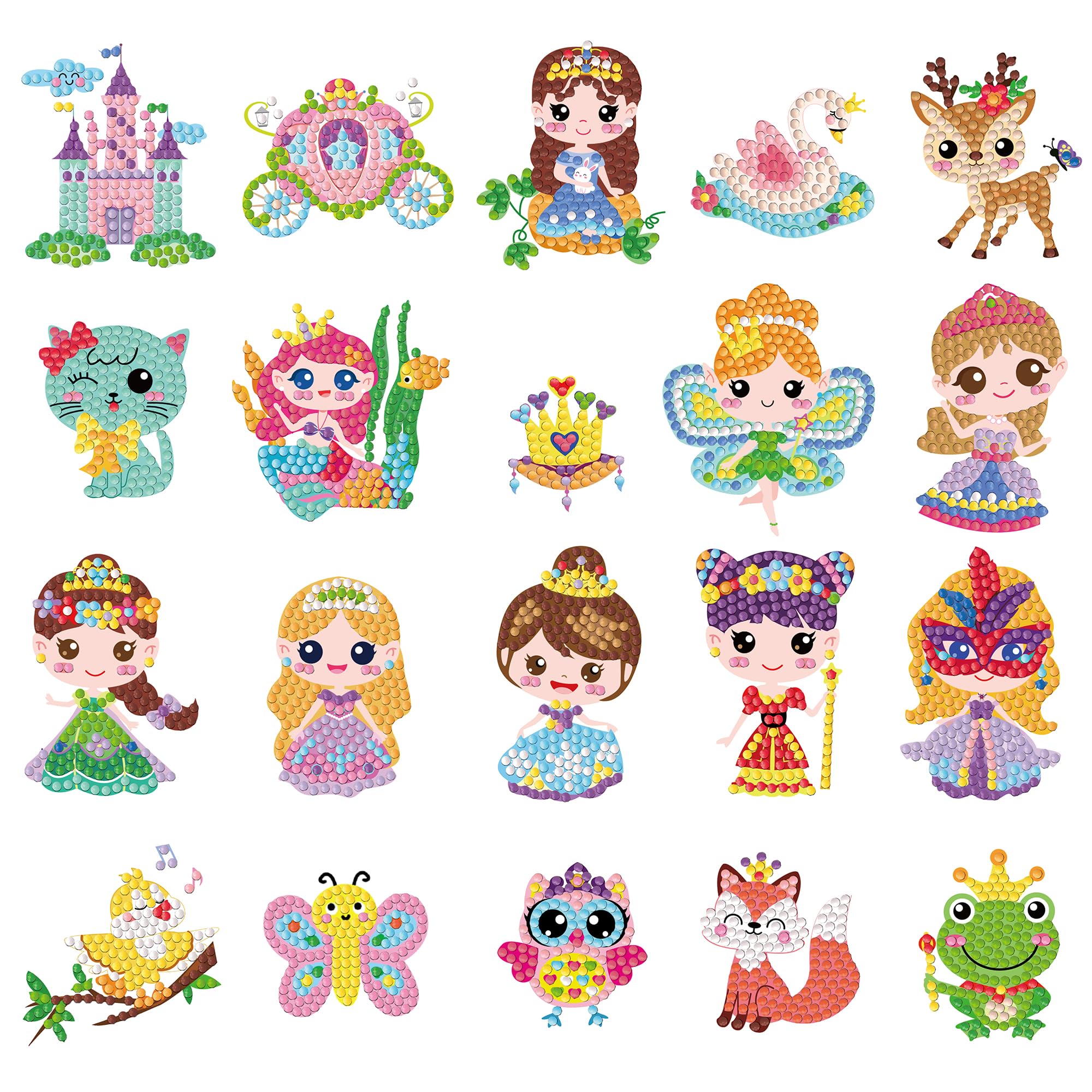 Labeol Diamond Art Kits for Kids Boys and Girls Ages 6-8-10-12 Easy to DIY Creative Diamond Art Sticker Craft by Numbers Kits for Kids and Adult Beginners (Princess)