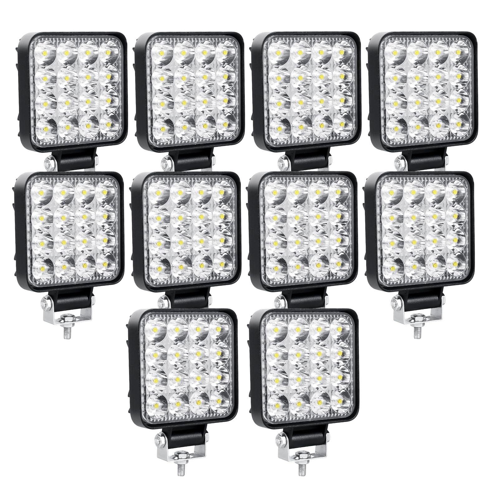 SKYWORLD 10pcs 12V led strahler kfz, 3.34 Zoll 48W Mini Spot scheinwerfer auto offroad beleuchtung nebelscheinwerfer für SUV ATV Traktor LKW 4x4, 6000K Weiß, led arbeitsscheinwerfer, led arbeitslicht