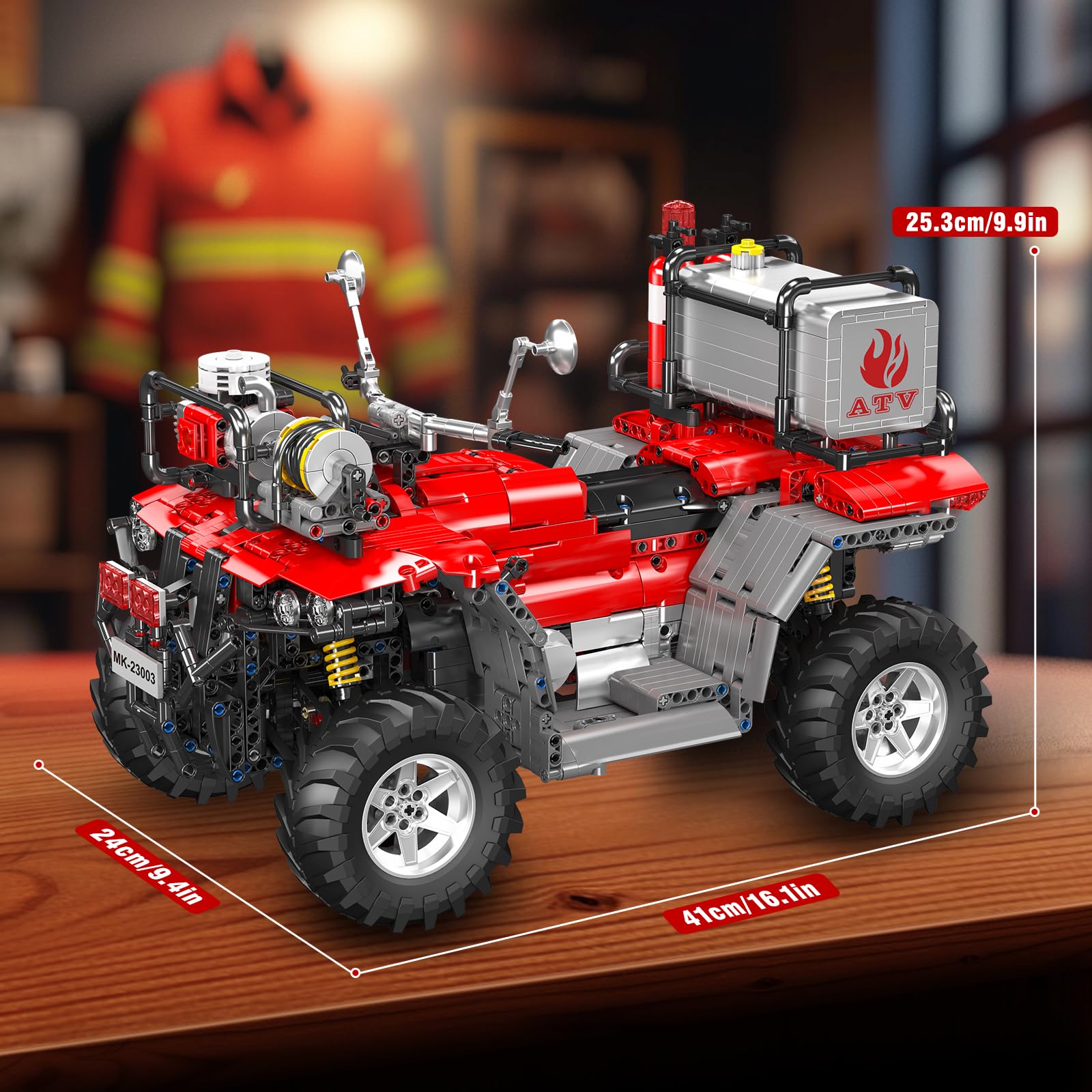 Mould King 23003 Technik ATV - Kit de construcción de Moto de Bomberos, Mando a Distancia de 2,4 G y aplicación de Doble Control, autociclo, Kit de construcción de vehículos Todoterreno (más de 2100