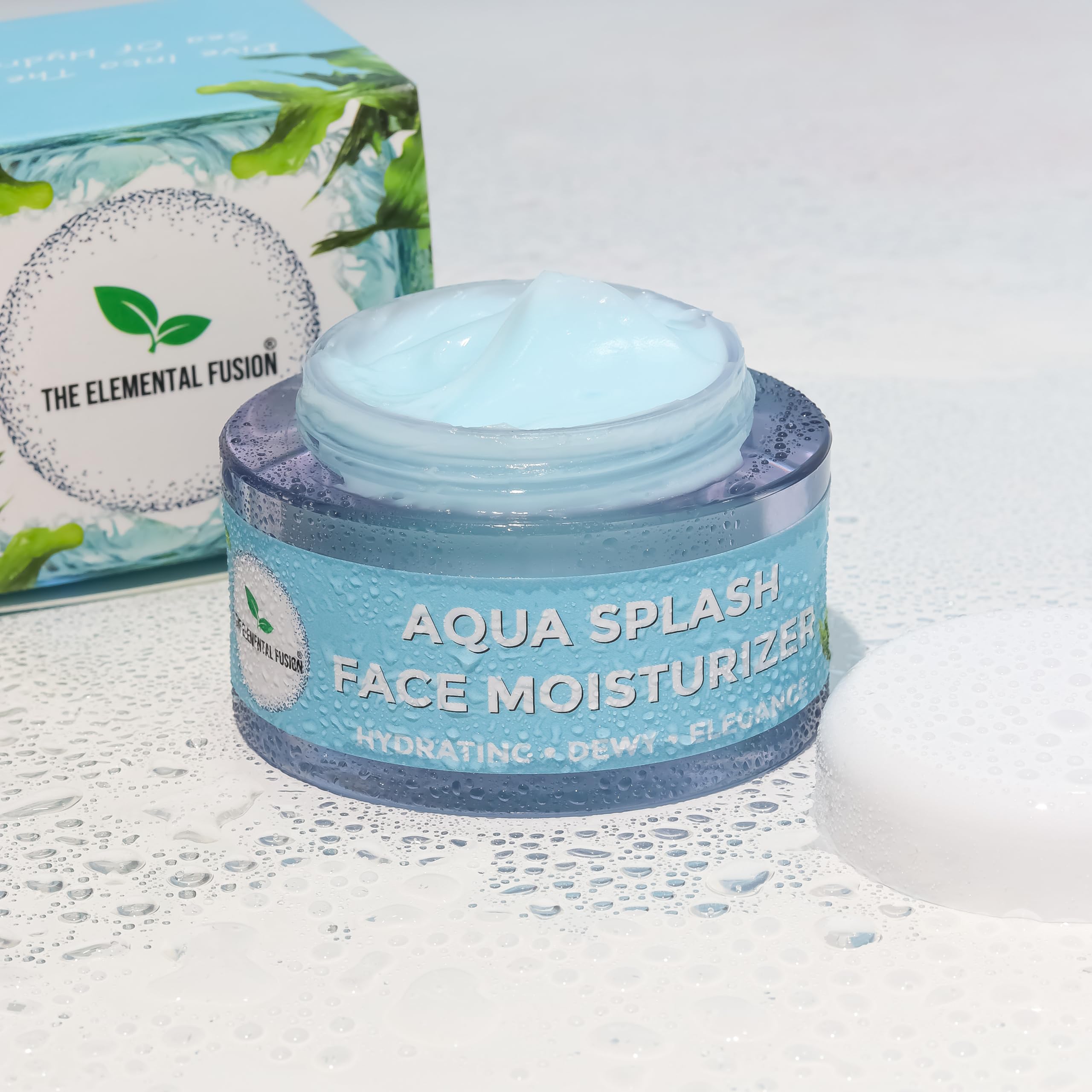 Aqua Splash Face Moisturizer - Ultimate Hydrating, Lightweight, and Nourishing Moisturiser for All Skin Types & Seasons with Natural Seaweed, Cucumber, Almond, Jojoba Oil | 50 g