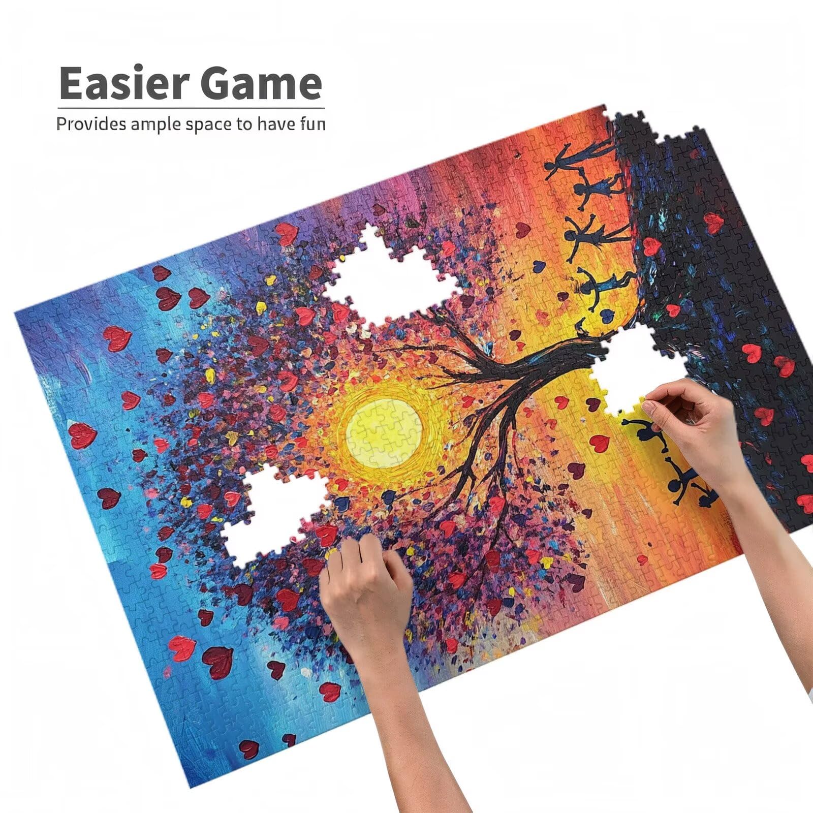 5000 sztuk puzzli dla dorosłych, kreatywne niemożliwe puzzle dla dorosłych początkujących, duża drewniana układanka z plakatem i pudełkiem do przechowywania, wystrój domu, motyw: drzewo życia i