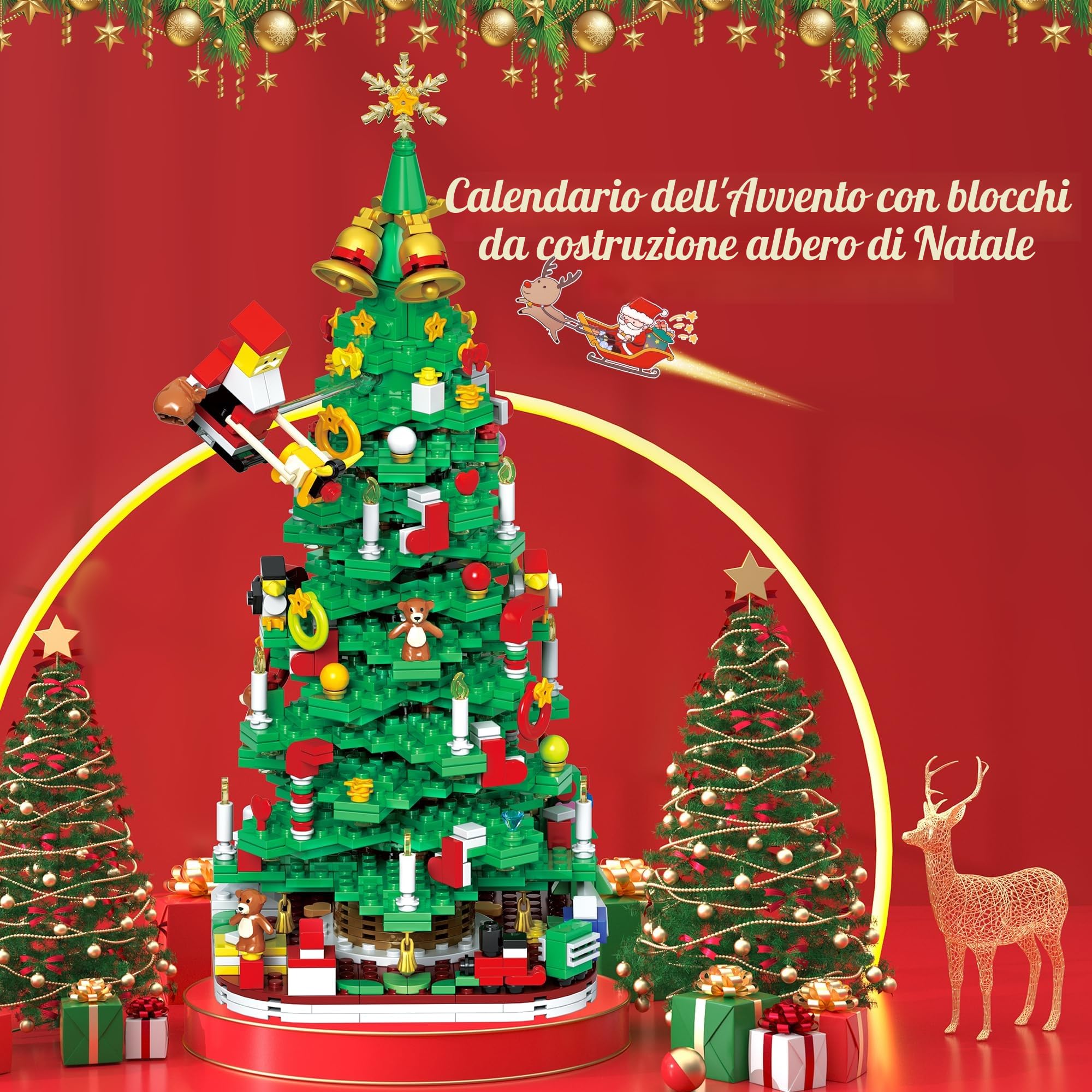 Joozmui Calendario dell'Avvento 2026 per bambini, giocattoli per l'albero di Natale, giocattoli per conto alla rovescia natalizio, calendario dell'Avvento con oltre 1100+ pezzi, regalo per bambini