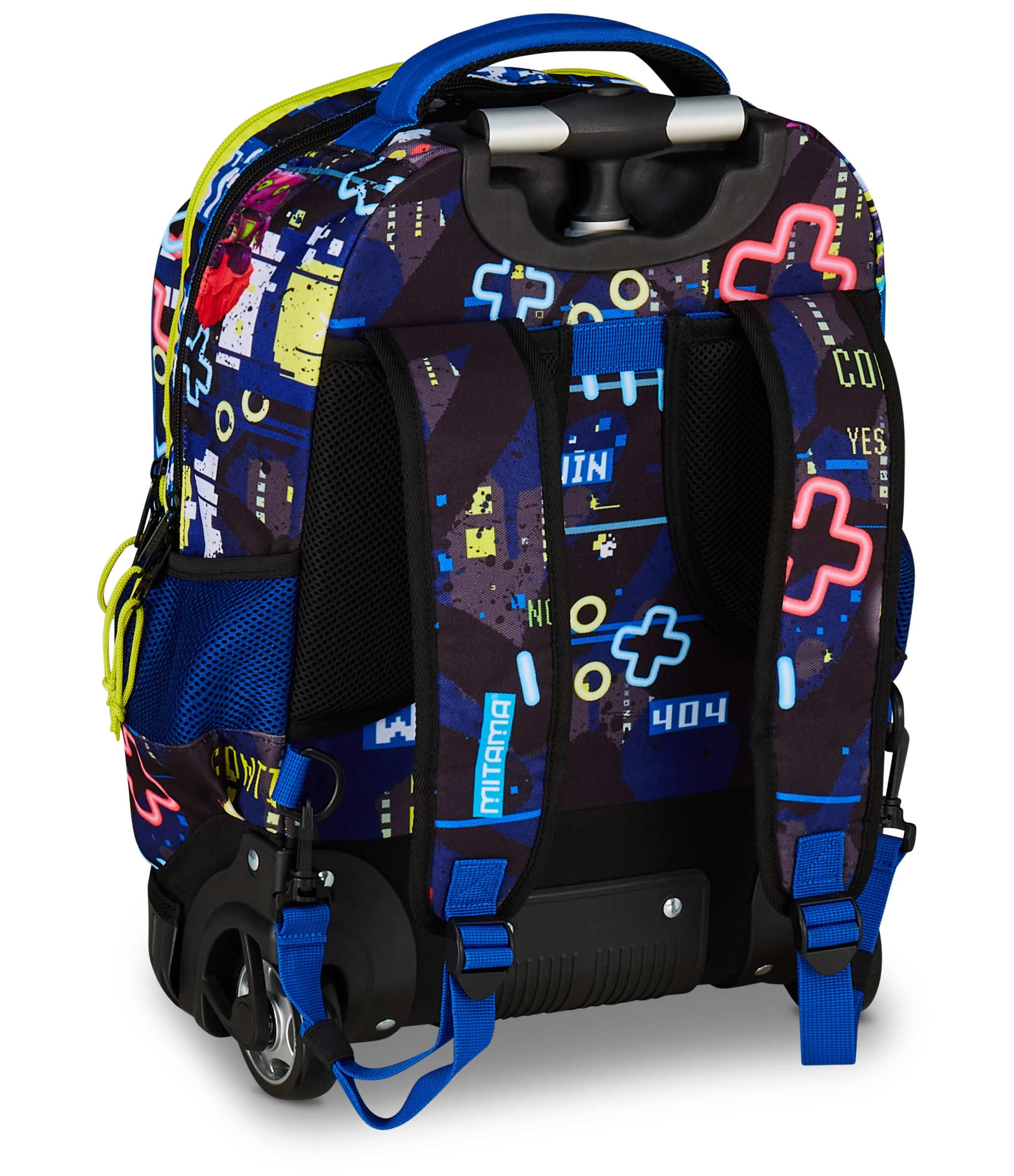 Mitama Trolley Scuola Run Maxi GAMING404, Blu, Doppio Scomparto, Tasca Frontale, 2 Tasche Laterali, Scuola Elementare e Tempo Libero, Bambino