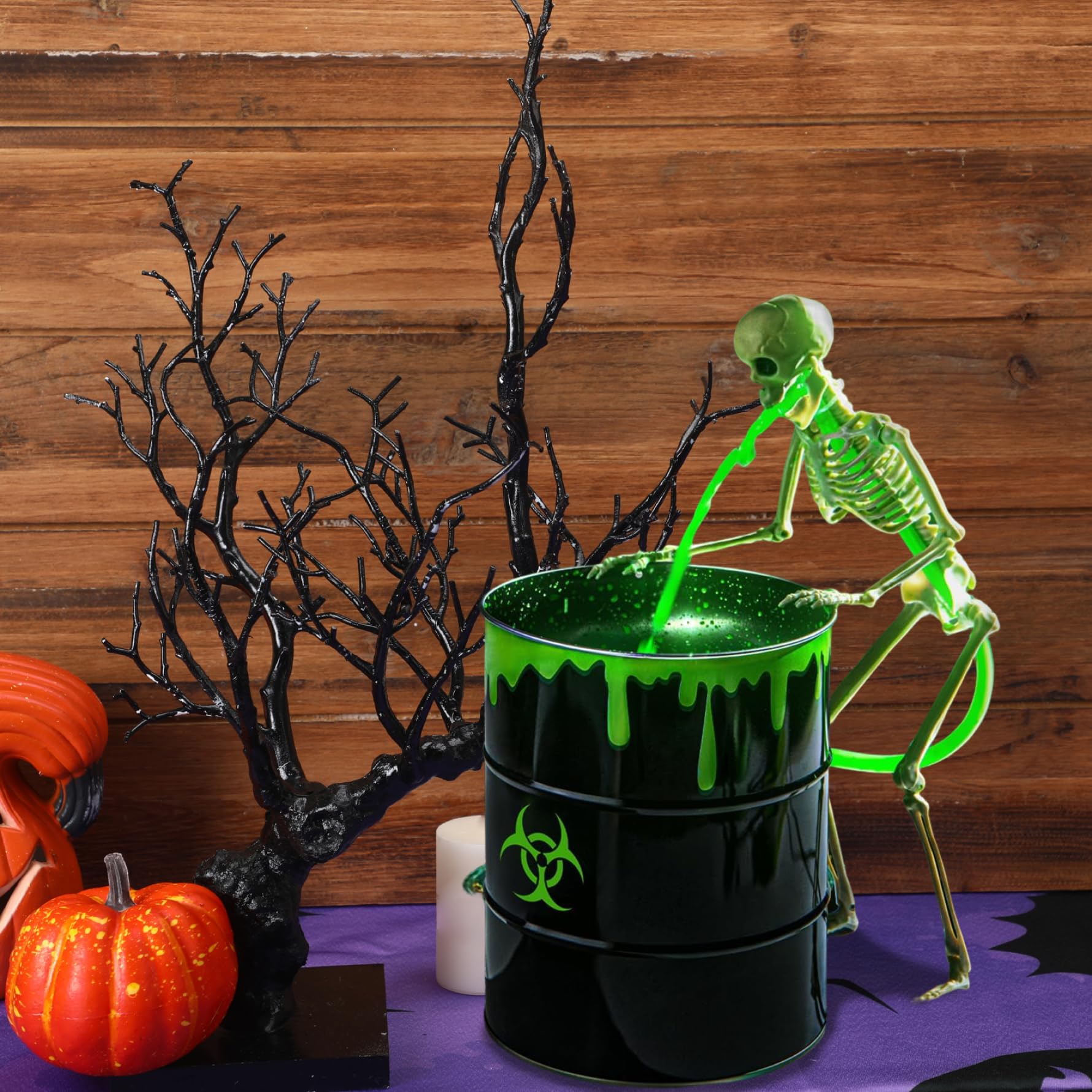 Decoración de Esqueleto de Halloween, Brilla en la Oscuridad, Verde, 10 Pulgadas.