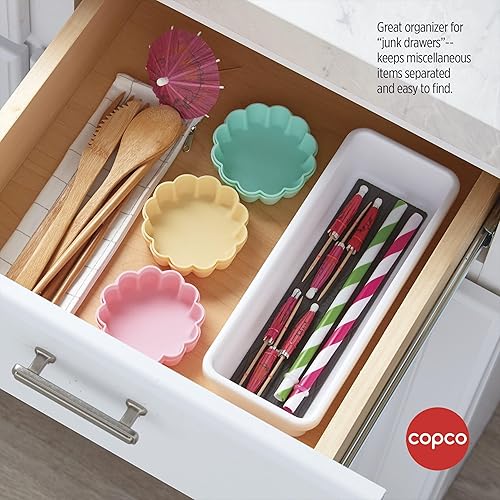 Miniatura 8 de Copco Basics - Organizador de cajones, 9.81 x 3.81 x 2.1 pulgadas, blancogris carbón