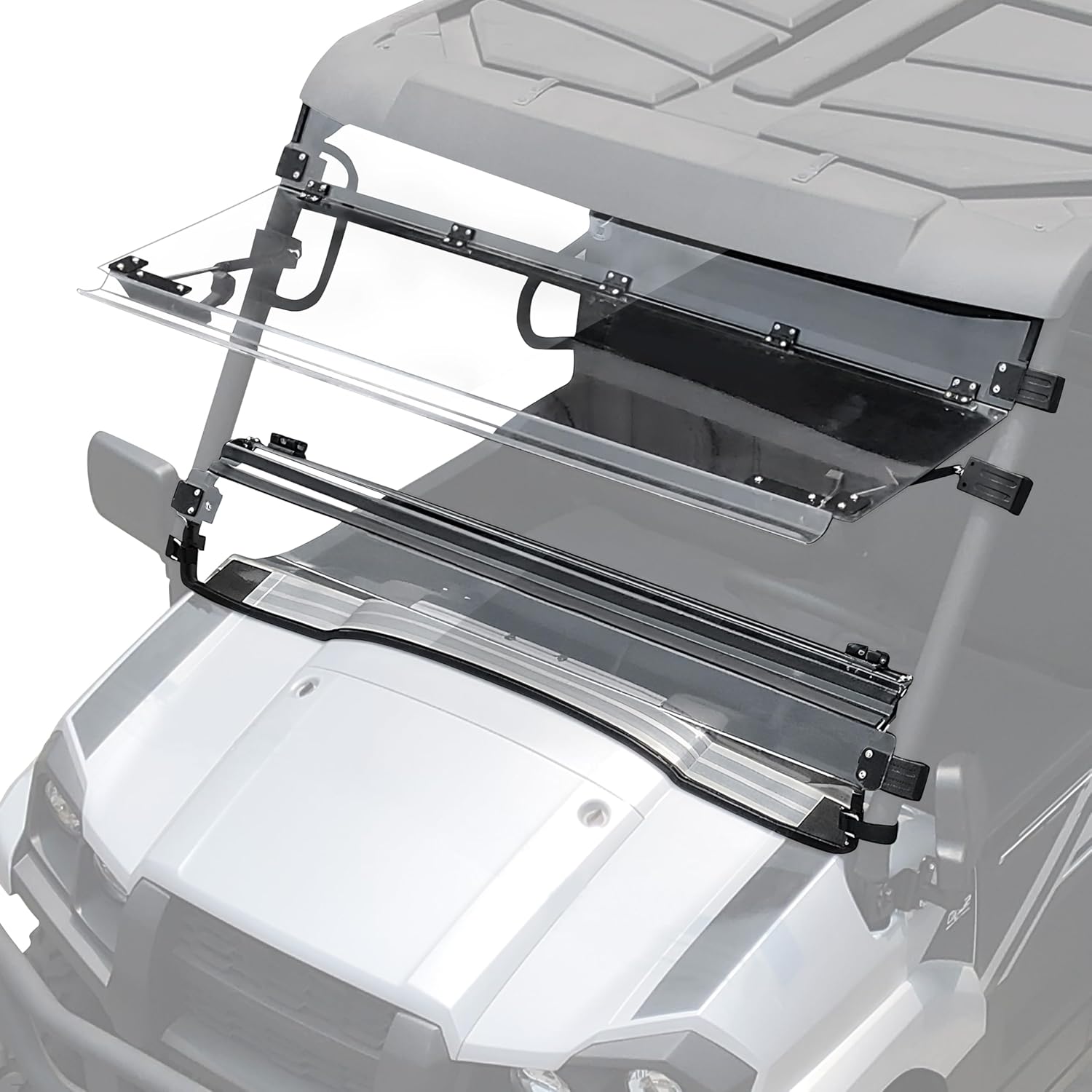 Mule Pro-MX 3-IN-1 Flip Up Windshield, Front 1/5'' Hard Coated PC Windshield Fold Down Windscreen for Kawasaki Mule Pro MX 2019-2026 Accessories, Open/Close/Vented