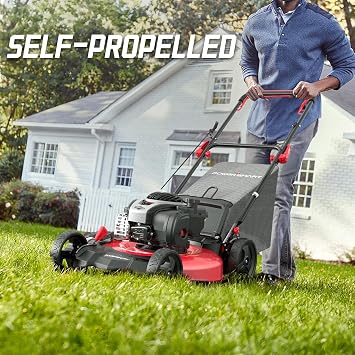 PowerSmart 21 Self-Propelled Lawn Mower with 140cc Briggs & Stratton Engine - Heavy-Duty Steel Deck, 6 Cutting Heights, 3-in-1 Mulching System
