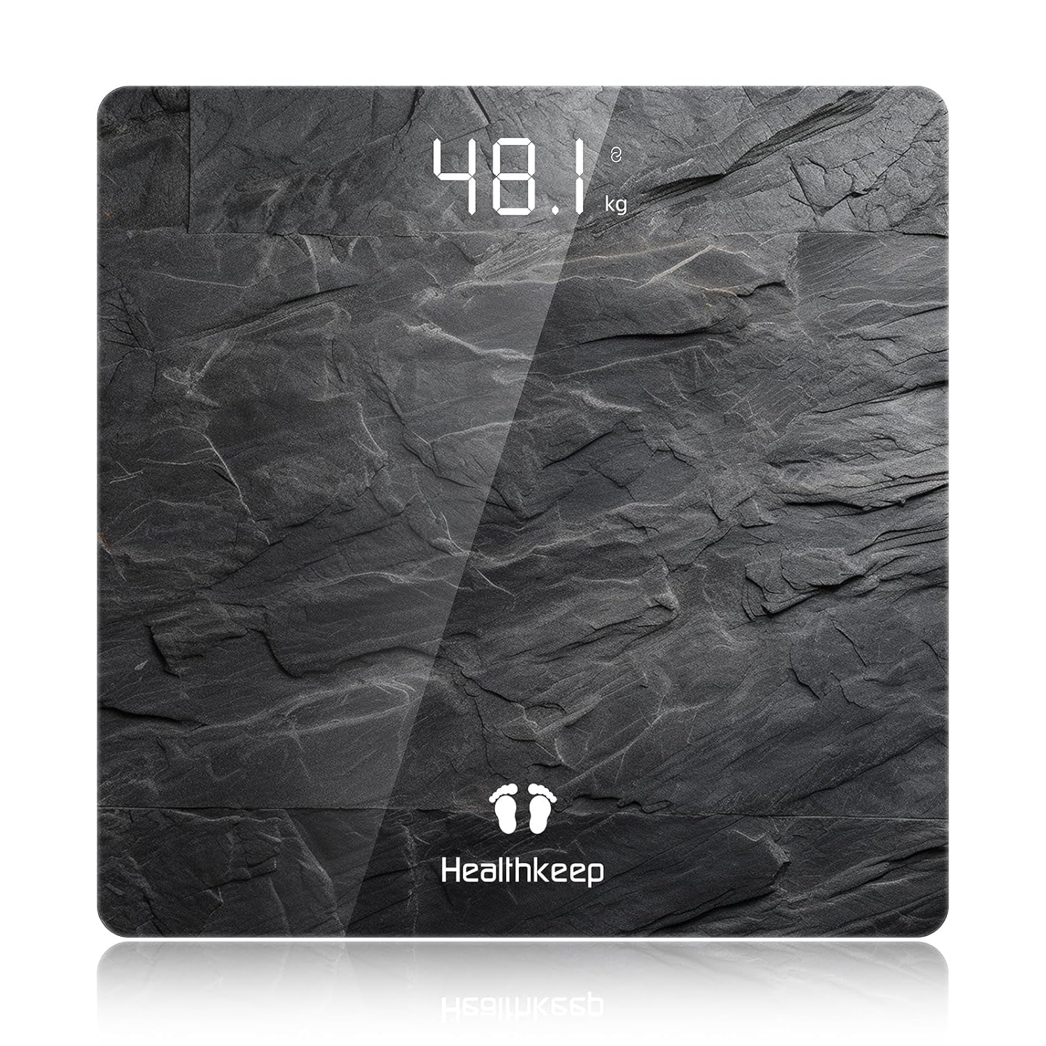 Healthkeep High Precision Digital Bathroom Scale with Step-On Technology LED Display Slim Design Max 180kg/400lb Marbled Grey-picture-22