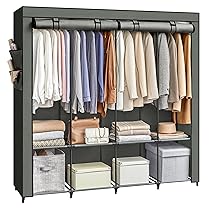 SONGMICS Guardaroba, Armadio Portatile, 4 Barre Appendiabiti, Ripiani, 4 Tasche Laterali, 45 x 170 x 167 cm, Grande Capienza per Camera da Letto, Soggiorno, Verde Alloro RYG094C02