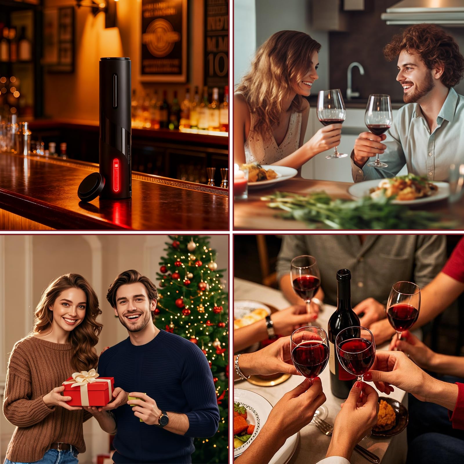 Sacacorchos eléctrico, Sacacorchos Eléctrico con Cortacapsulas Botella, Ideal para reuniones familiares y bares, Regalo hombre para amantes del vino (Abridor de botellas recargable - Negro)