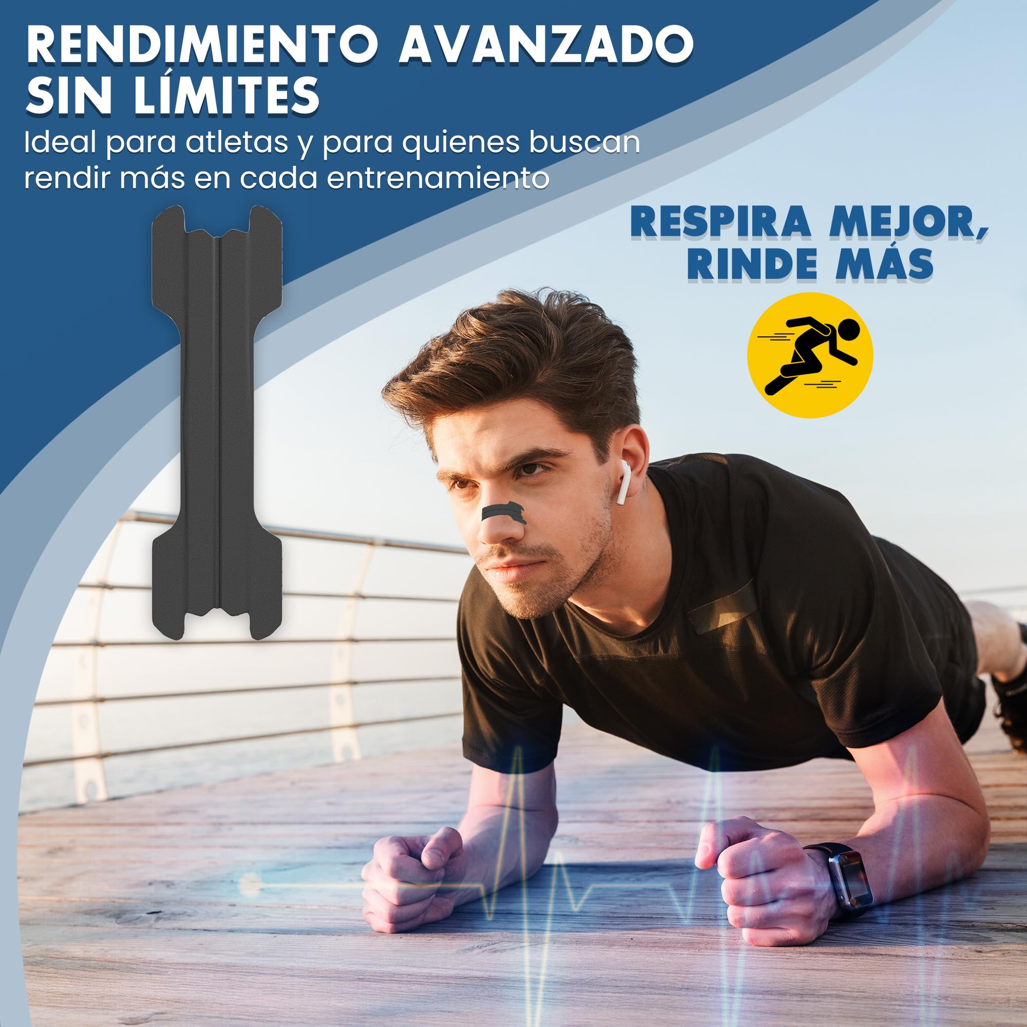 Tiras Nasales Deportivas Premium - HASLOM - Antironquidos Nose Strips para Dormir y Respirar Mejor por la Nariz Nasal Strip Tiritas Cinta Adhesión Máxima Dilatador - 30 Unidades