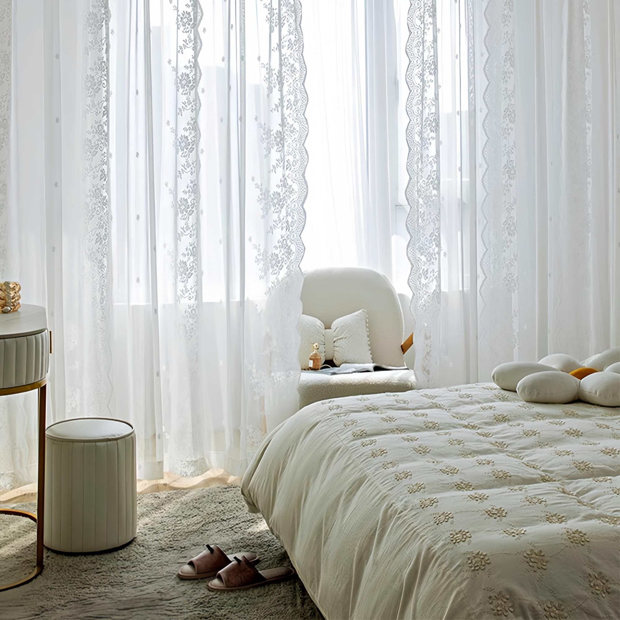 Amazon｜SXYITE レースカーテン 幅150 x 丈198cm[1枚] UVカット 日中外