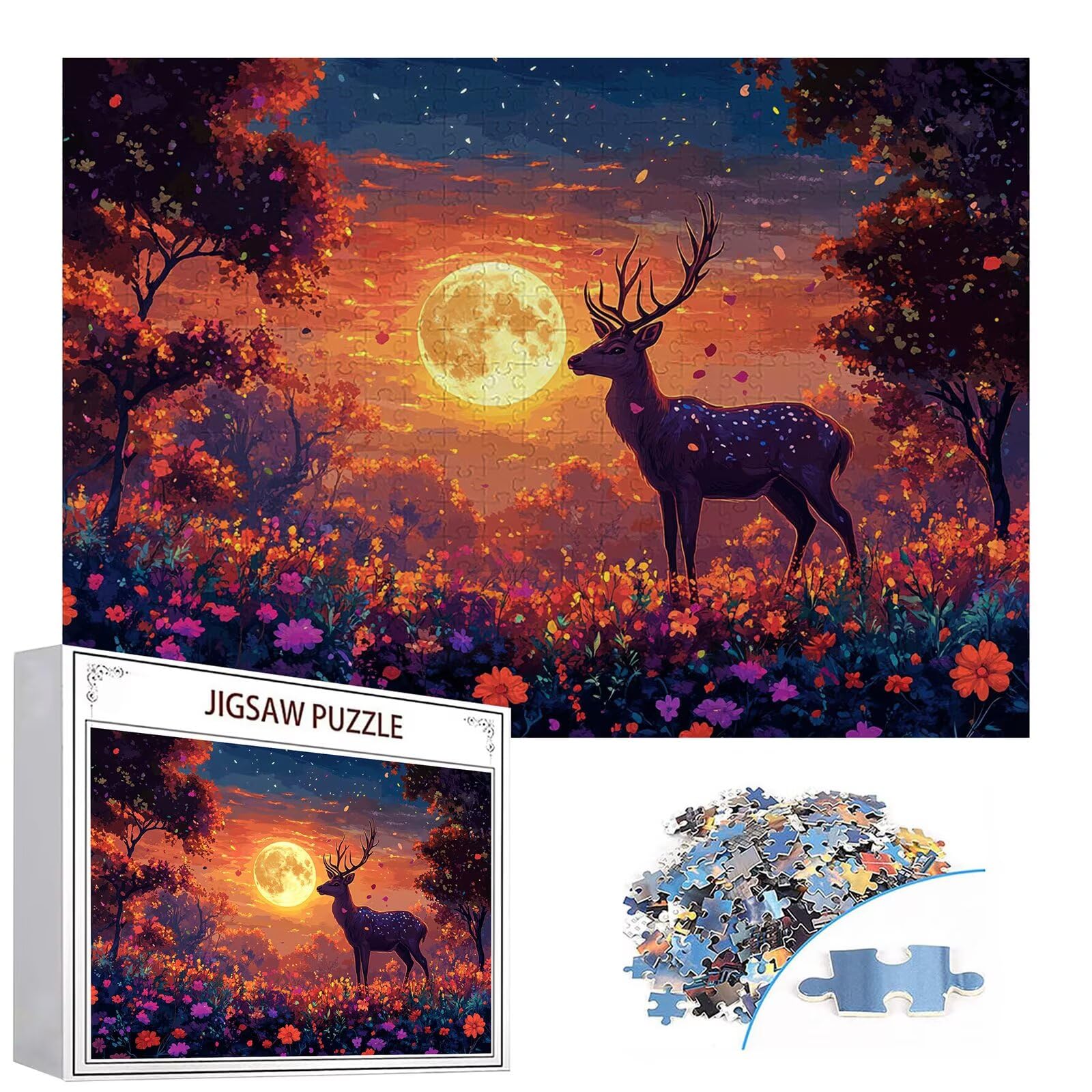 Puzzle 3000 elementów leśnych puzzle dla dorosłych jeleń 122 x 81 cm Unikalne rzemiosło klasyczne 3D Drewniane układanki do rodzinnych gier aktywnych, układanka do samodzielnego wykonania nawet do