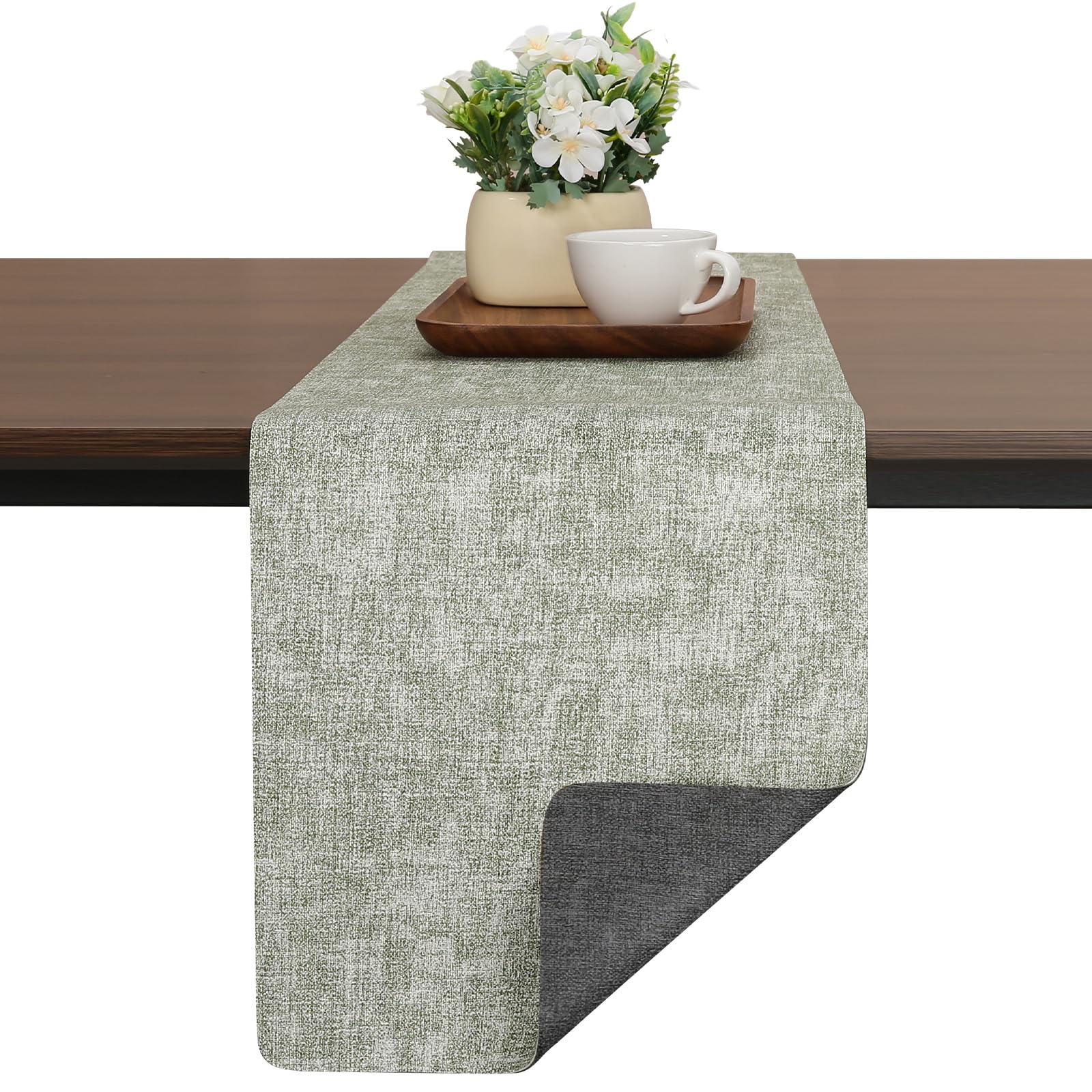 Chitomars Faux Leather Table Runner for Dining Table, Dual-Sided Waterproof
