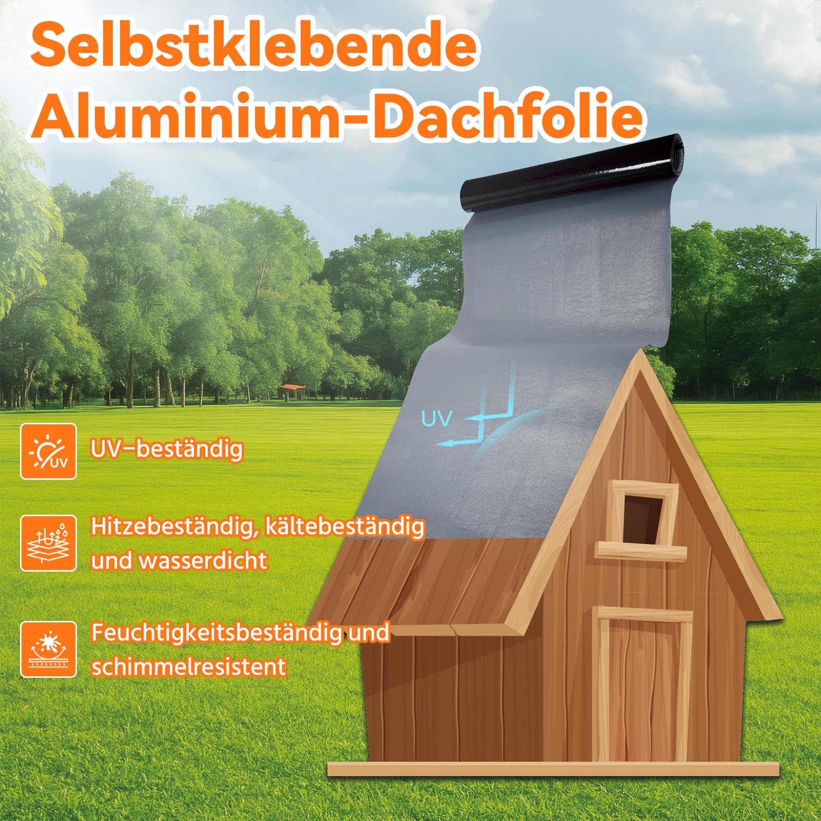 MYOYAY Dachfolie Selbstklebend 10㎡ 1 x 10 m Wasserdicht für Dach Flachdach Carport Garage Schwarz