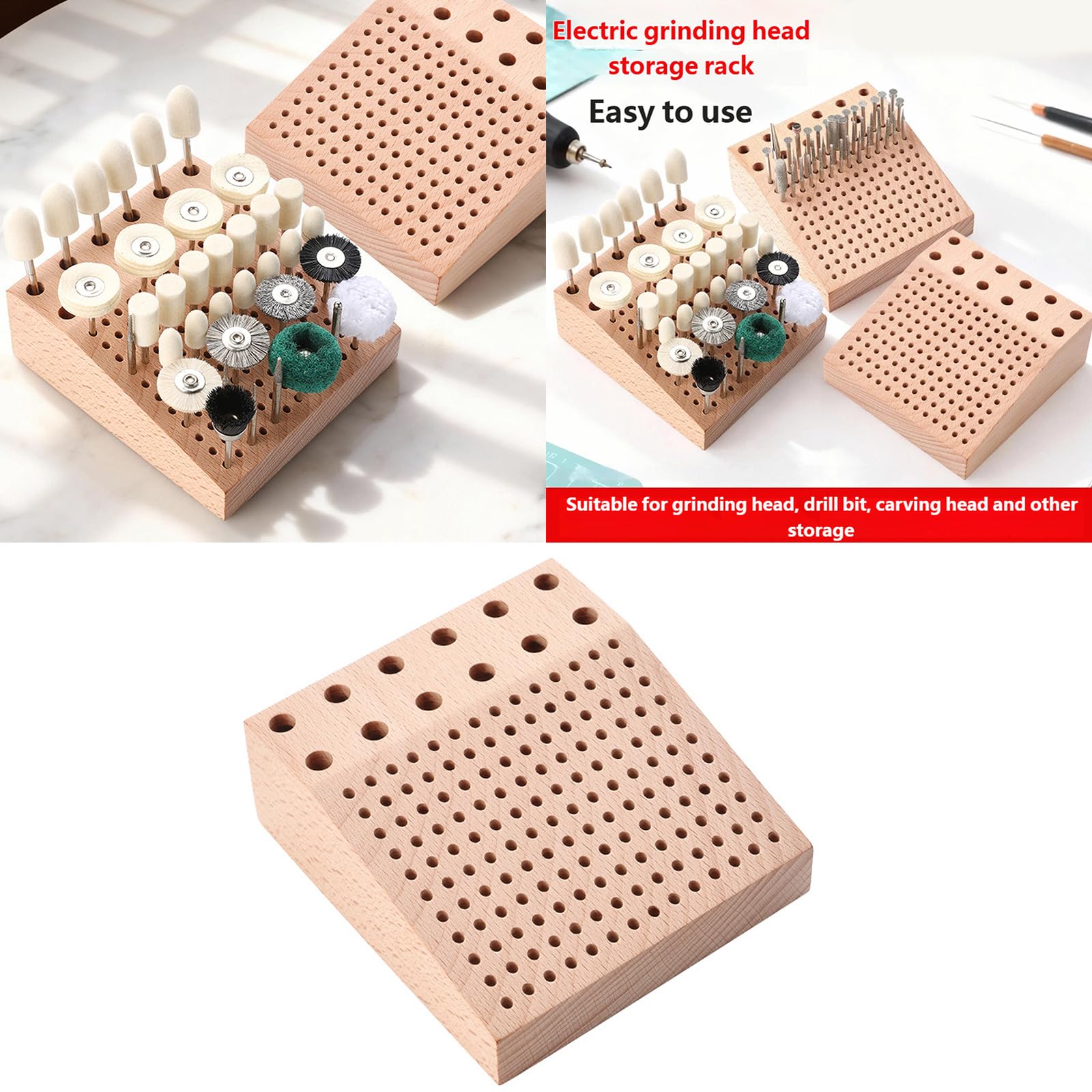 Cabezal de molienda de madera para almacenamiento de brocas de taladro, caja de herramientas para pulir brocas, solución compacta de almacenamiento de herramientas para una gestión eficiente del