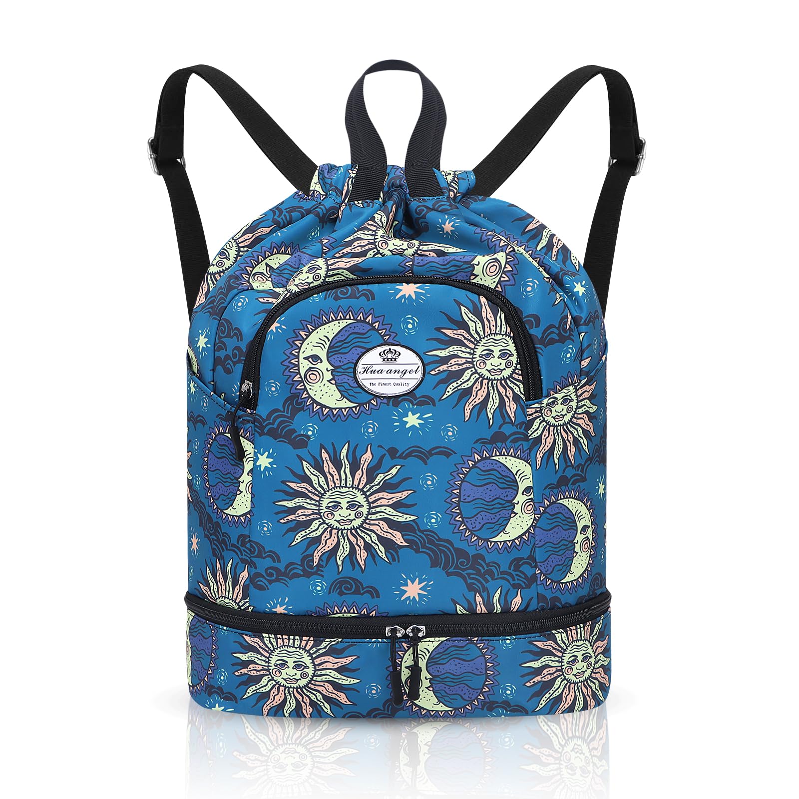 HUA ANGEL Unisex Drawstring Backpack Sports Gym Bag Drawstring Bag Weekend Daypack With Shoe Compartment for Women Men Basketball Football Outdoor Fitness Yoga Swimming Beach