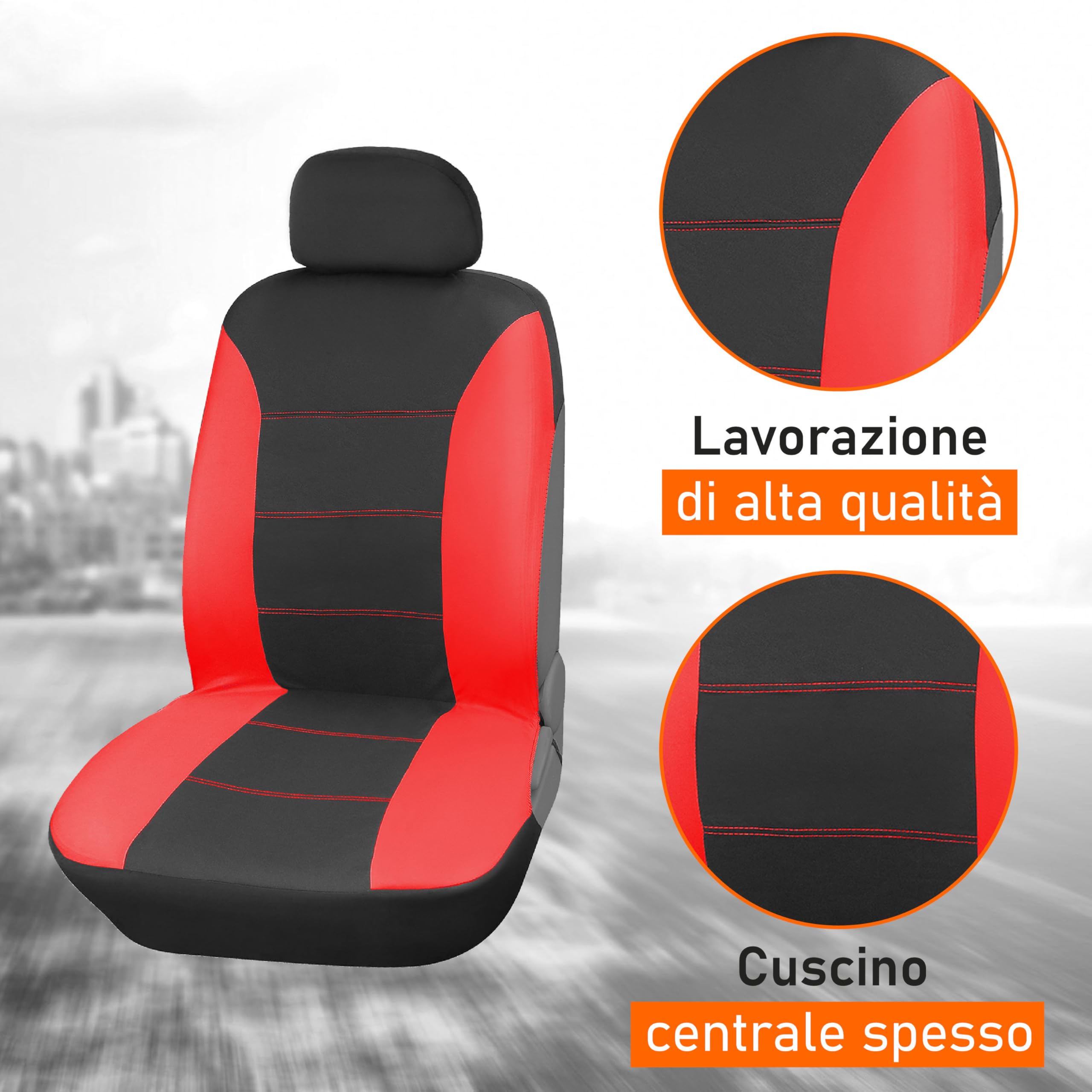 Coprisedili Auto Anteriori Upgrade4cars In Poliestere | Set Universale Per Guida E Passeggero | Design Sportivo Antiscivolo