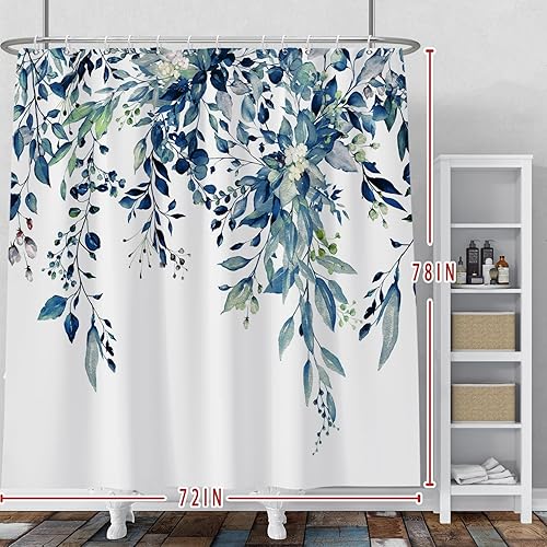 Miniatura 2 de Baocicco Cortina de ducha de eucalipto azul con hojas botánicas de acuarela para baño, hogar, bañeras, cortina de ducha de tela impermeable con