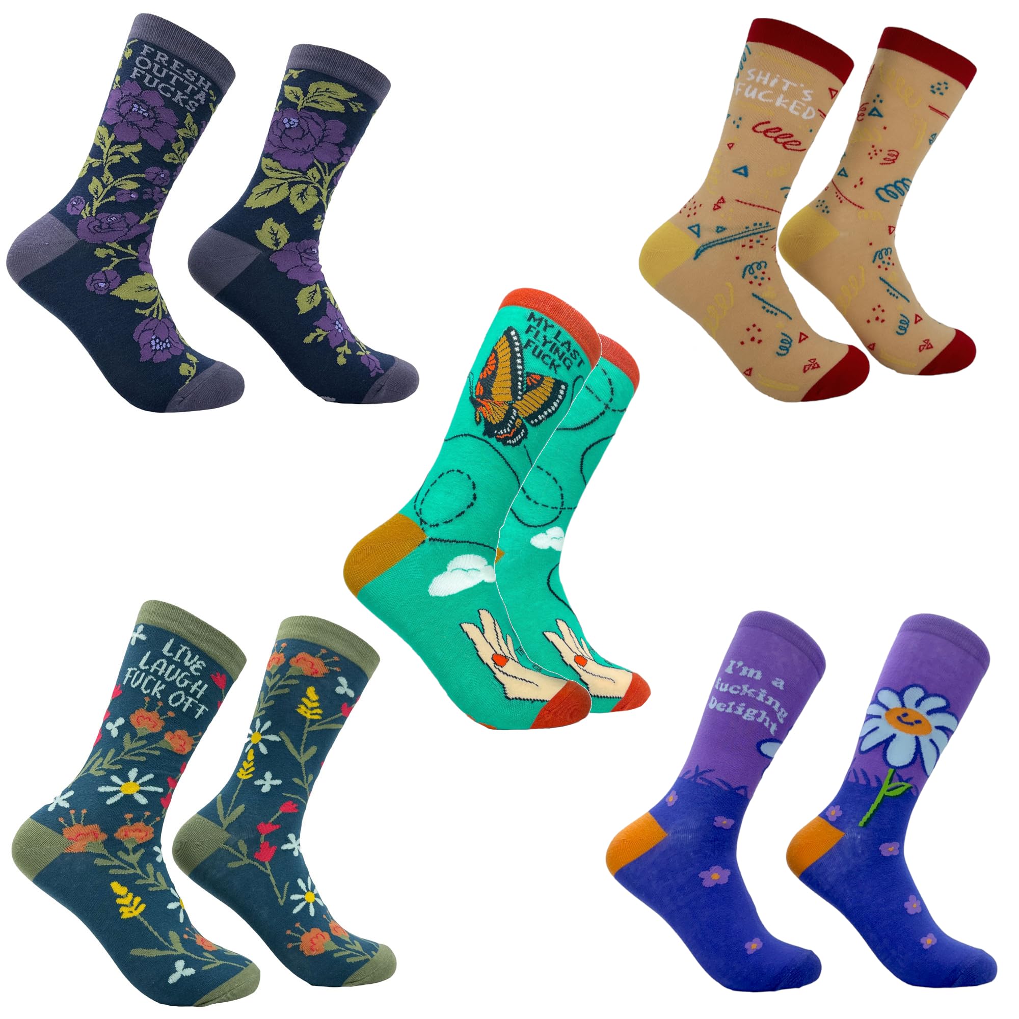 Crazy Dog T-Shirts Womens Funny Sock Bundles Cute Socks with Sarcastic Sayings and Fun Graphic Designs