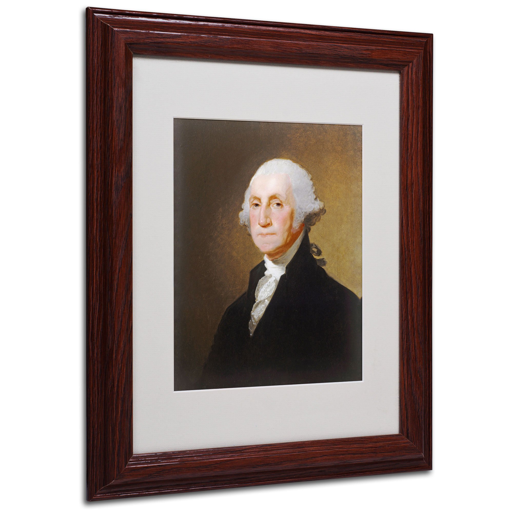 George Washington 1821 by Gilbert Stuart with Wood Frame Artwork, 11 by 14-Inch
