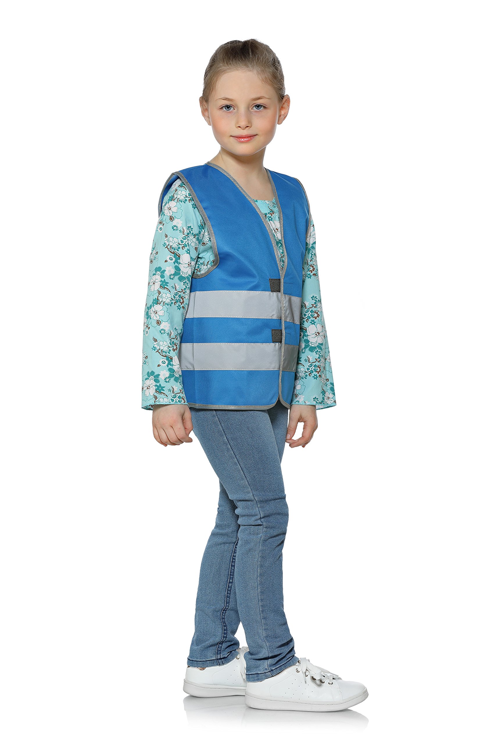 10er Pack Westen Kinder Signalweste Warnweste Blau S (ca.7-12 Jahre)