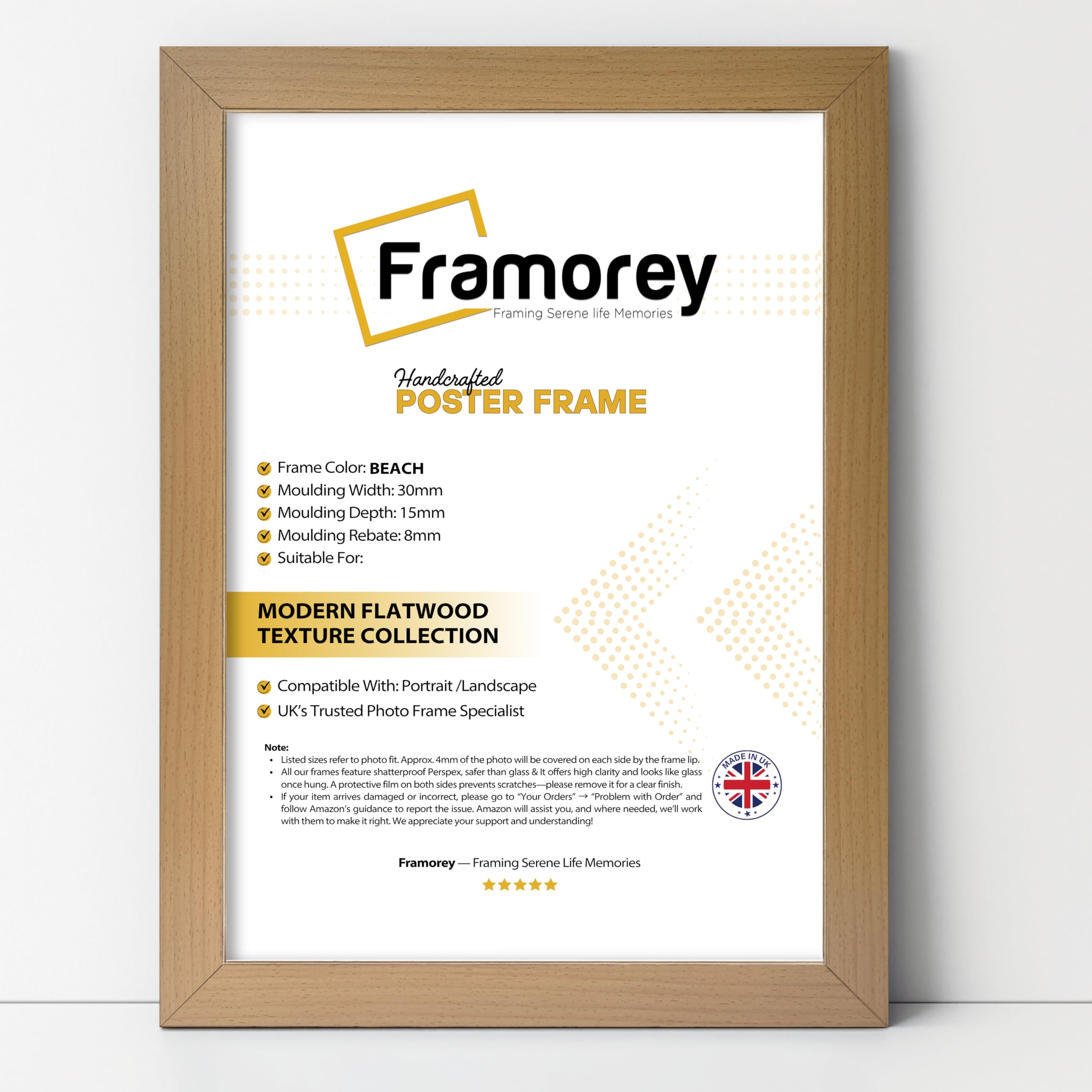Framorey Framing Serene Life Memories Beech Framorey Modern Flat Picture Frames, 18X14 Inch Size, Collage & Poster Frame, Wall & Tabletop Display