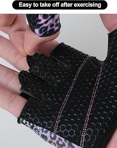 Miniatura 3 de KUTOOK Guantes de levantamiento de pesas para mujer, guantes de entrenamiento de gimnasio con protección de palma y agarre adicional, guantes de